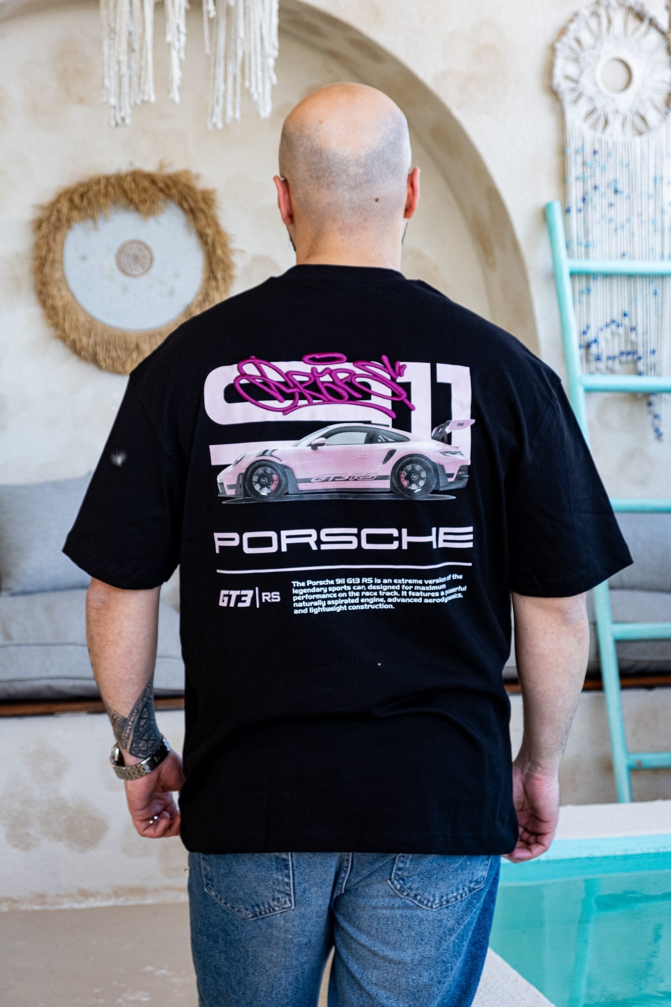 Porsche GT3 RS Araba Baskılı Oversize T-Shirt (TSS79)