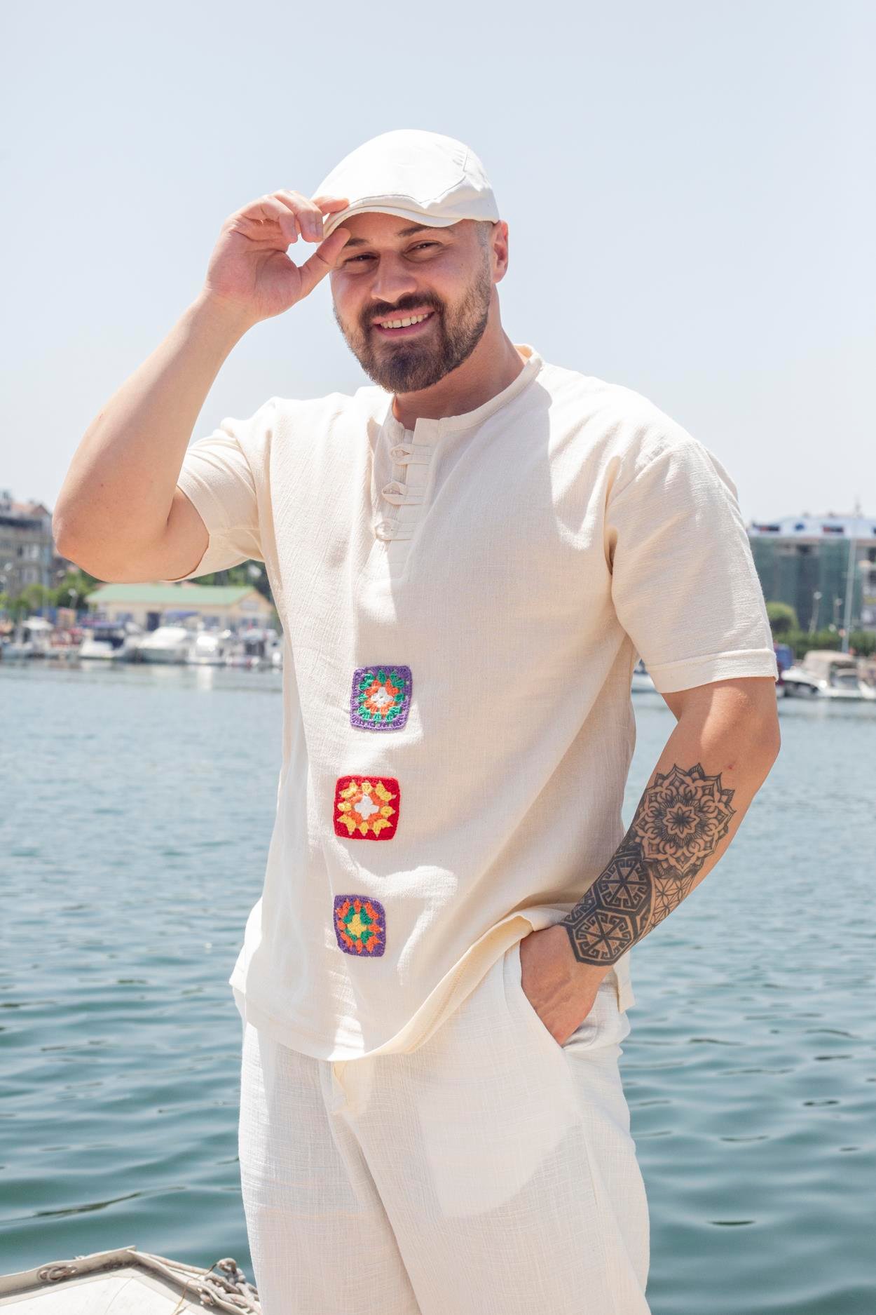 Rahat Kalıp Bohem Keten T-Shirt (TSB74)