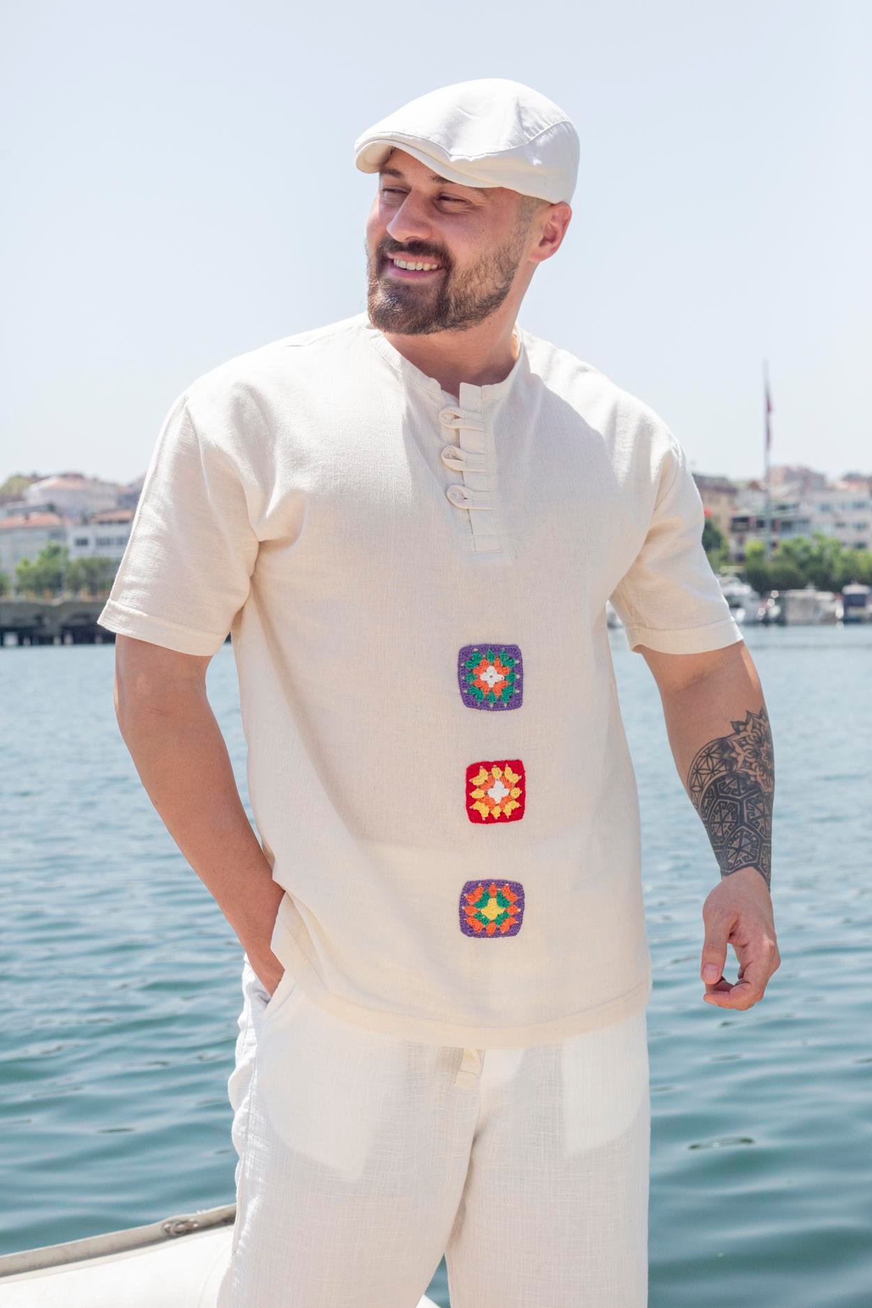 Rahat Kalıp Bohem Keten T-Shirt (TSB74)