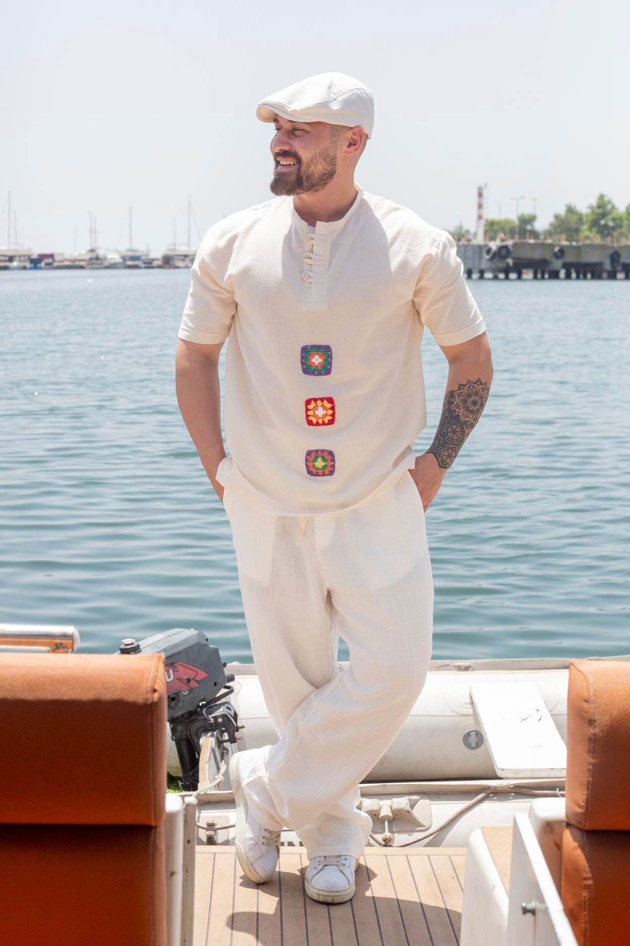 Rahat Kalıp Bohem Keten T-Shirt (TSB74)