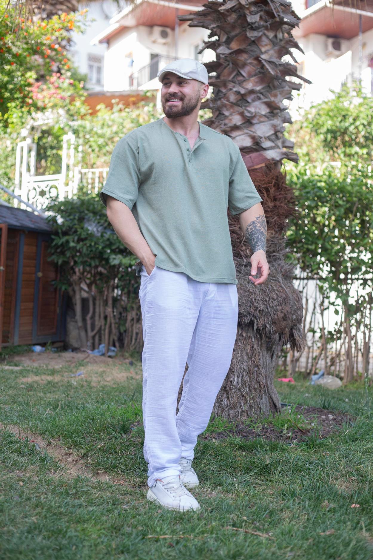 Rahat Kalıp Bohem Keten T-Shirt (TSY69)