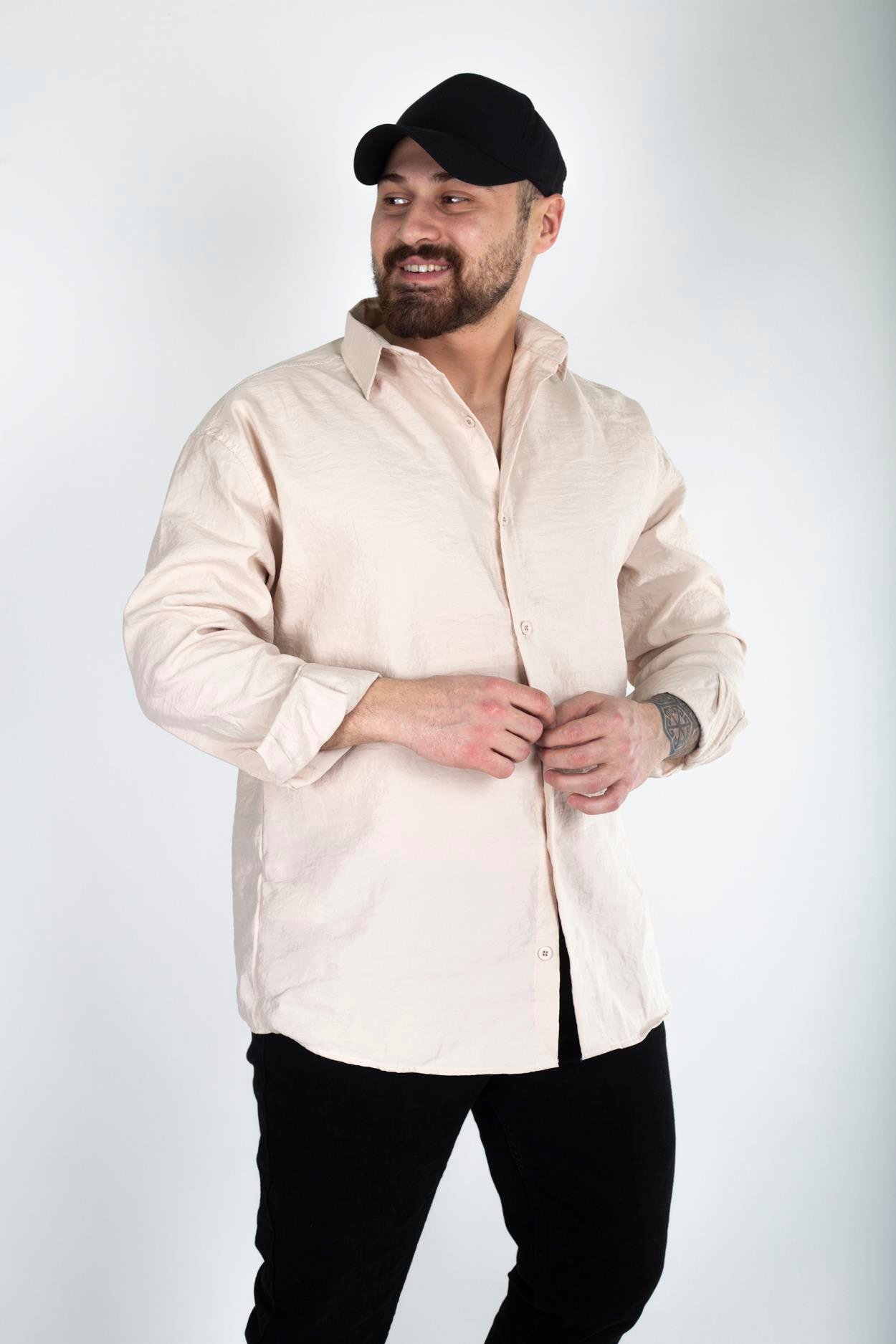 Rahat Kalıp Kırışık Kumaş Gömlek (GMK26)