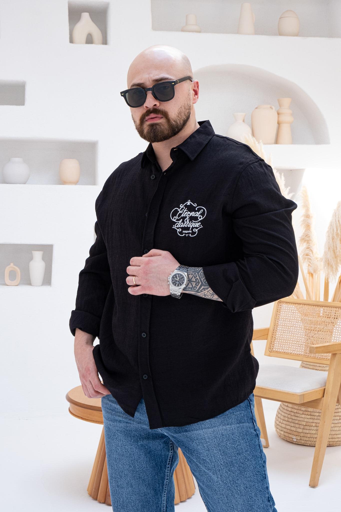 Rahat Kalıp Nakış Detaylı Gömlek (GMS83)