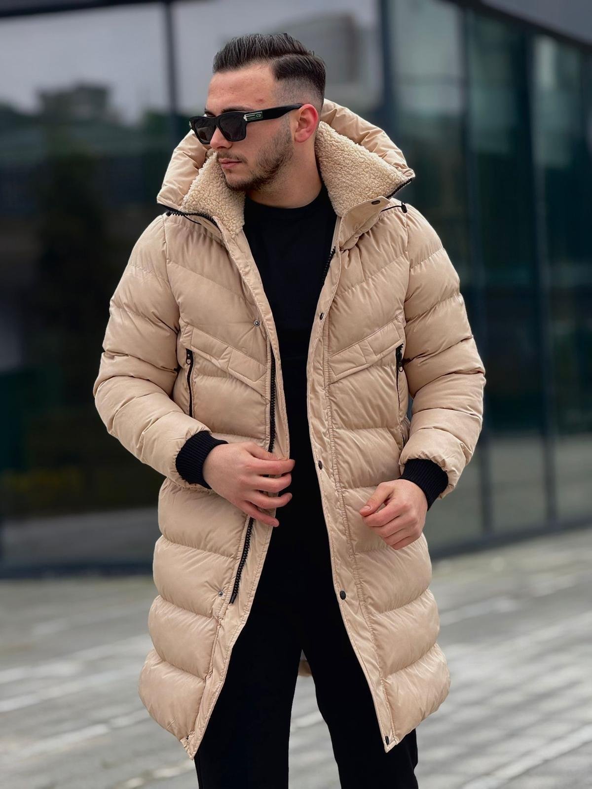 Rahat Kalıp Uzun Şişme Yüksek Yaka Mont (İGK03)