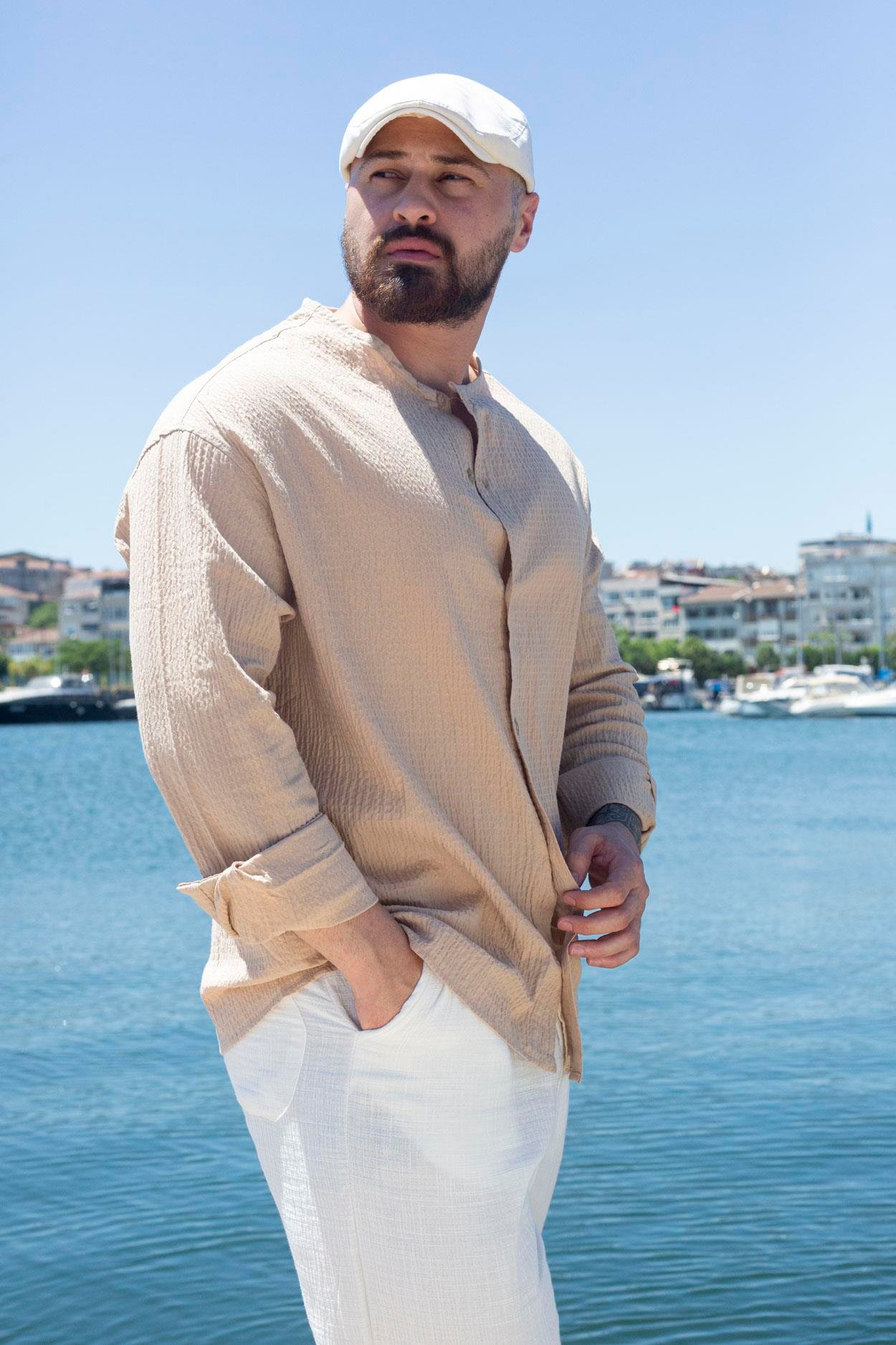 Rahat Kalıp Yakasız Gömlek (GMK63)