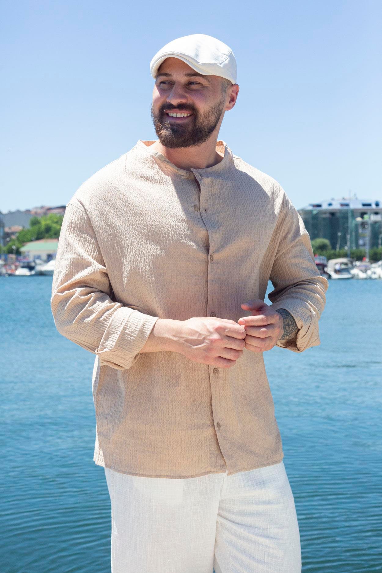 Rahat Kalıp Yakasız Gömlek (GMK63)