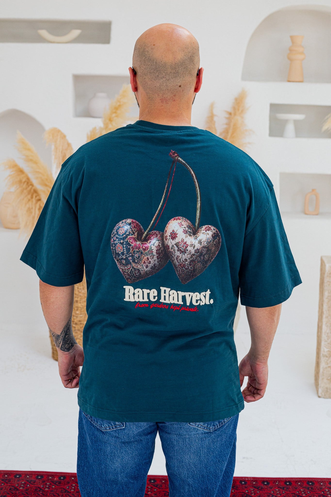 Rare Harvest Kalp Kiraz Baskılı Oversize T-Shirt (TSM100)