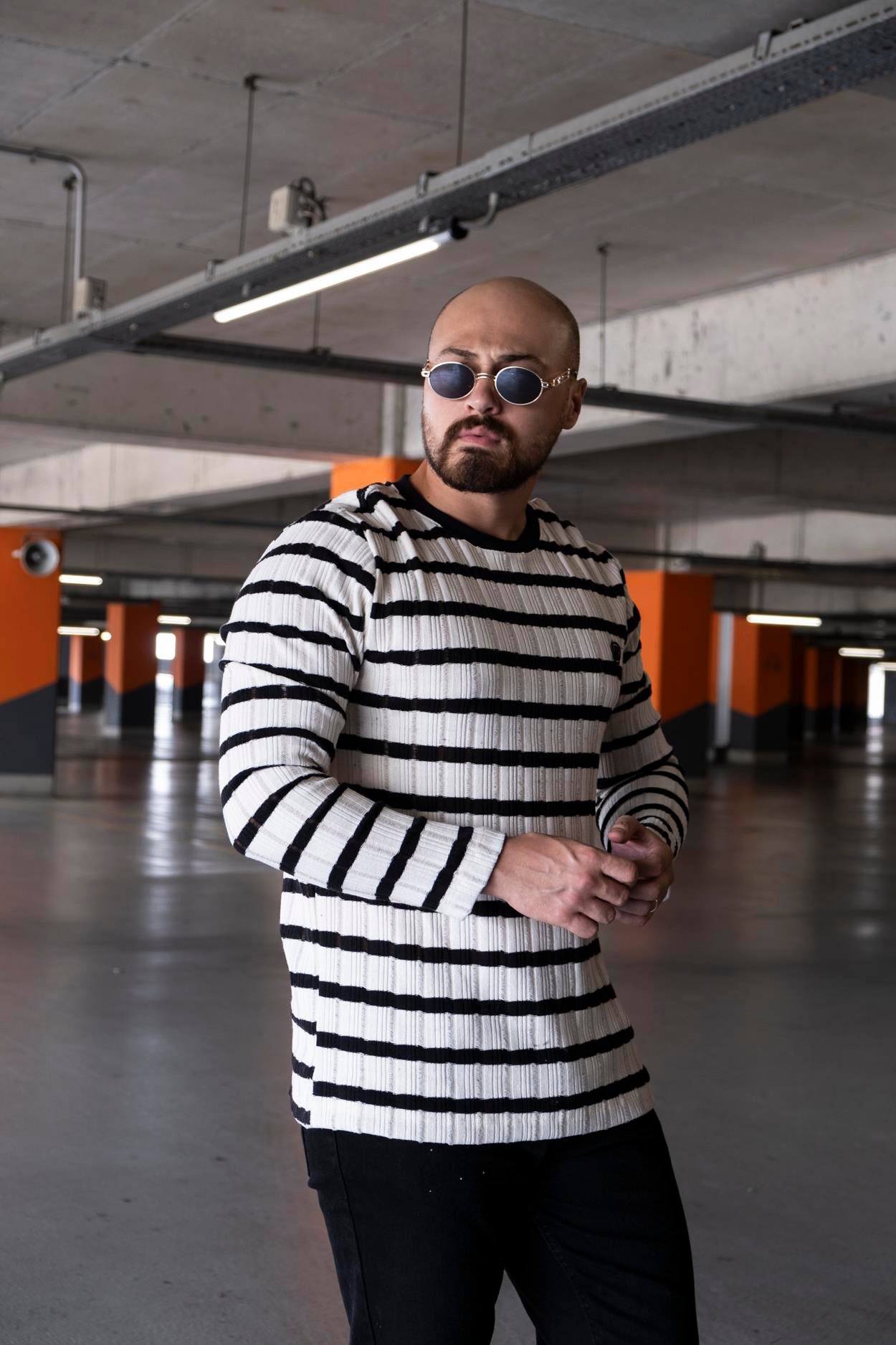 Slim Fit Çizgi Detaylı Triko (SVTS08)