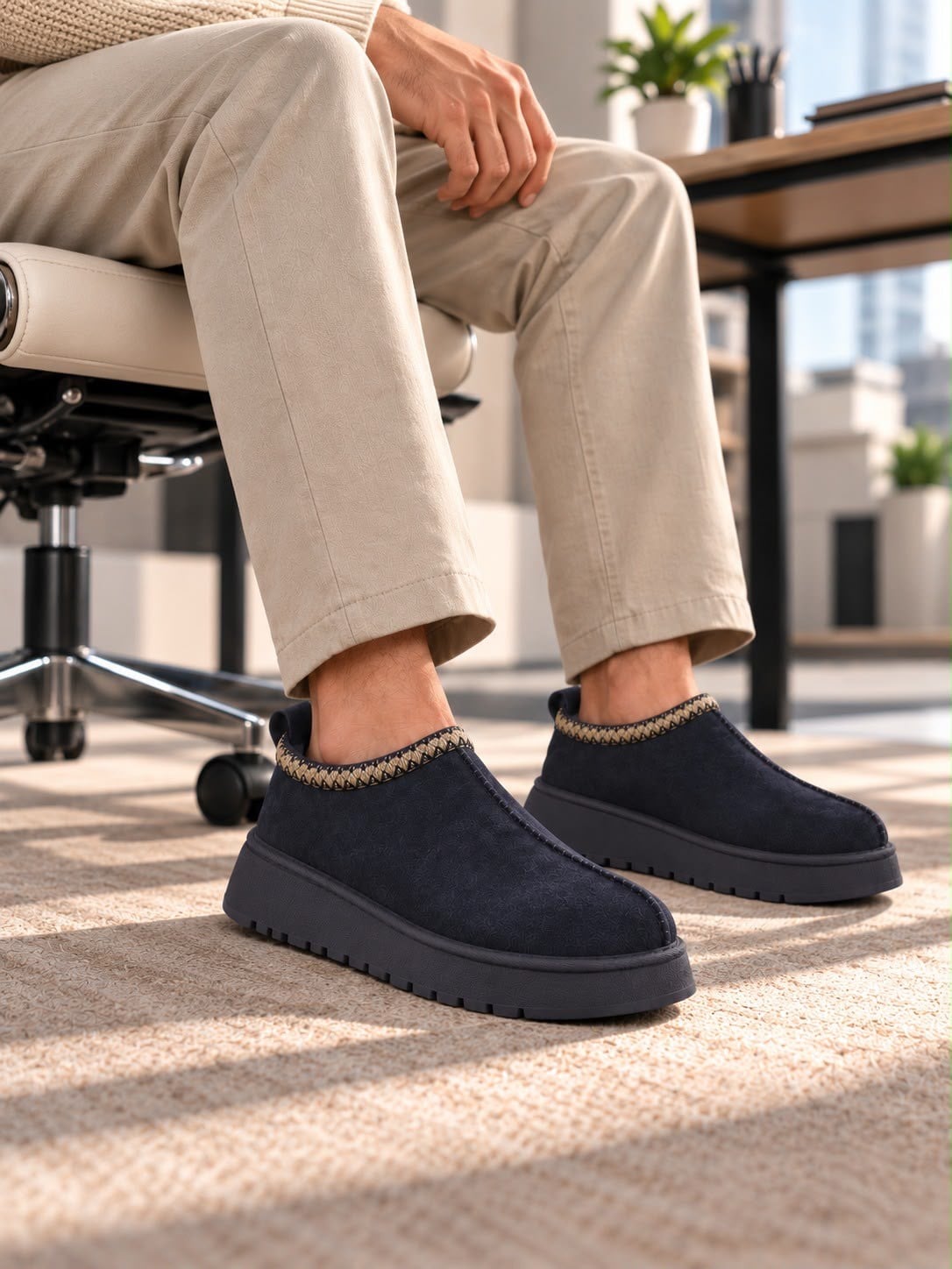 Süet Dokulu Kalın Taban Erkek Slip-On Ayakkabı (AYKS24)