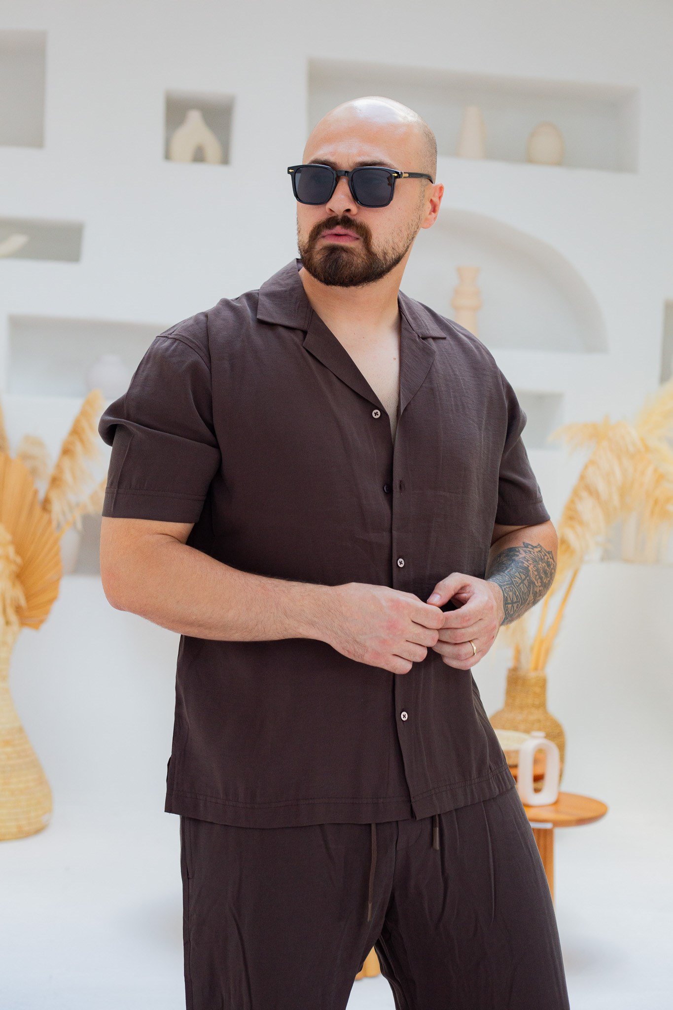 Tensel Kumaş Dökümlü Oversize Alt/Üst Takım (TKKA58)
