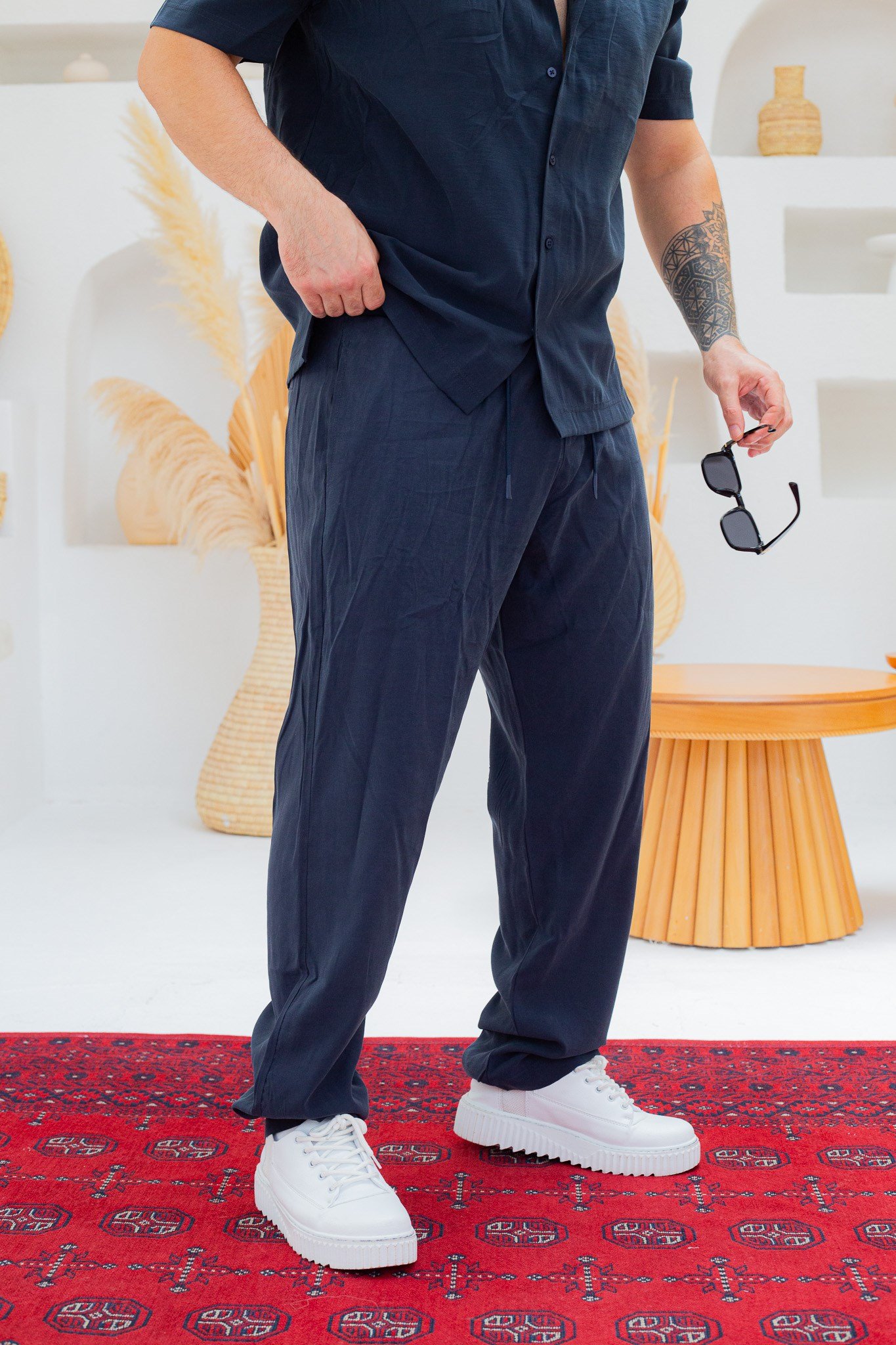 Tensel Kumaş Dökümlü Oversize Alt/Üst Takım (TKL58)
