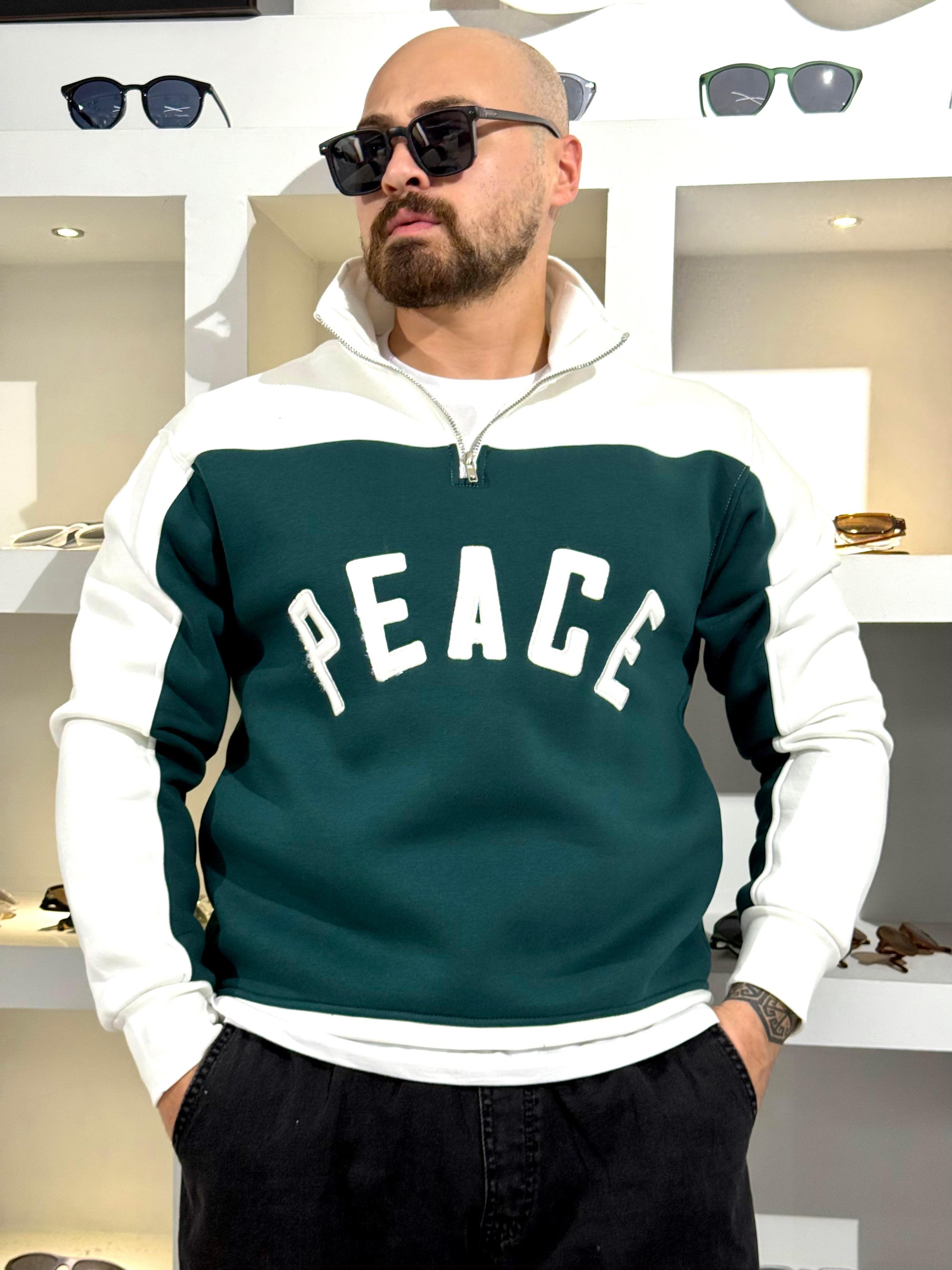 Üç İplik Peace Yazılı Sweatshirt (SVTY70)