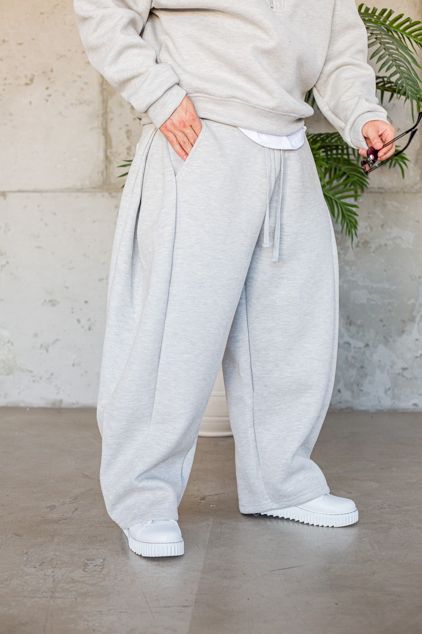 Ultra Baggy Derin Pile Detaylı Panda Kumaş Eşofman (JGG80)