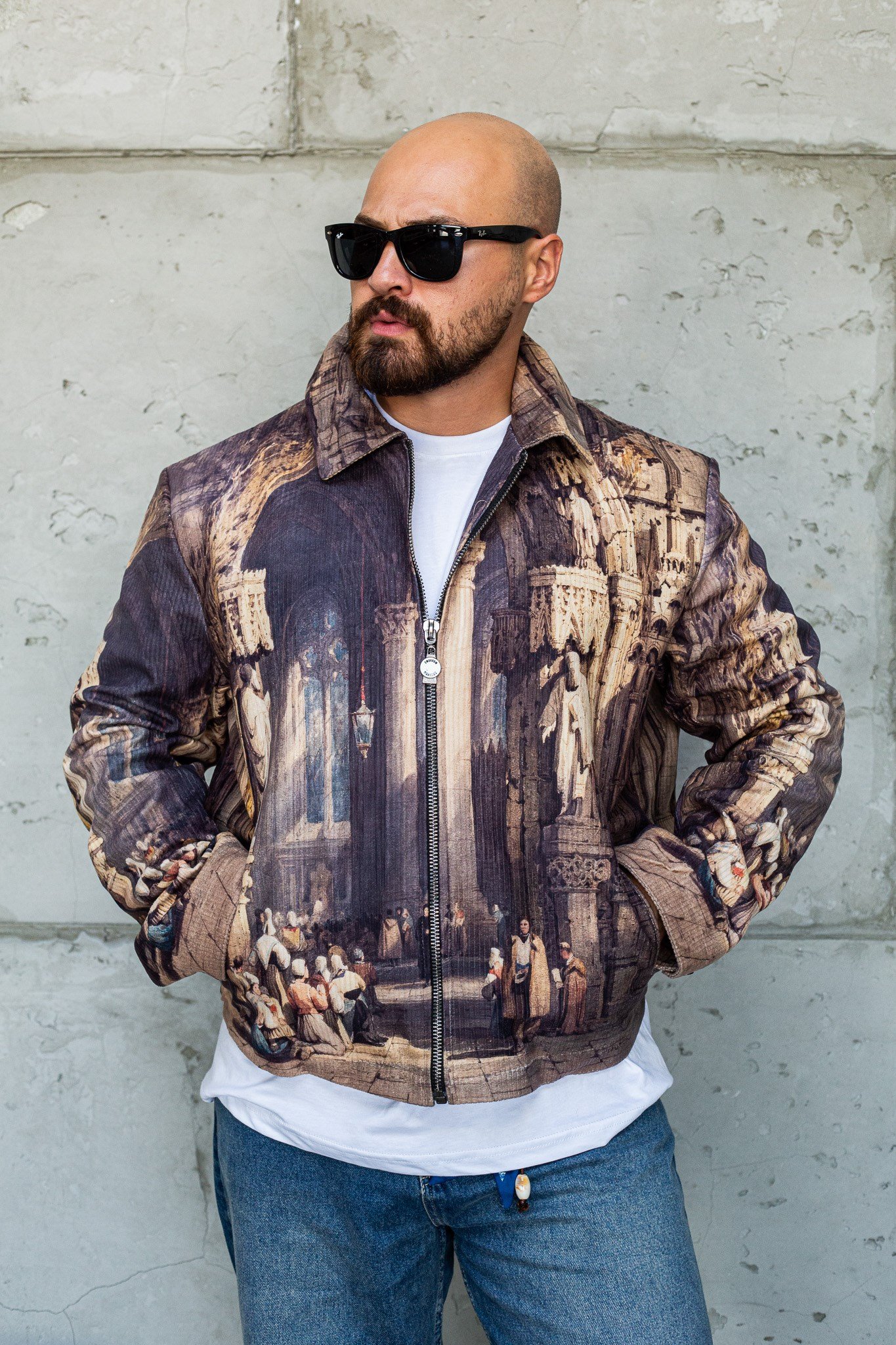 Vintage Tablo Baskılı Oversize Tasarım Erkek Ceket (MEV69)