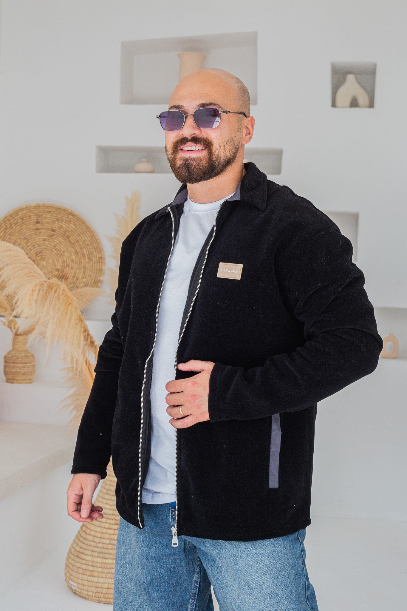 Yan Cepli Tam Boy Fermuarlı Erkek Polar Hırka (MEVS63)
