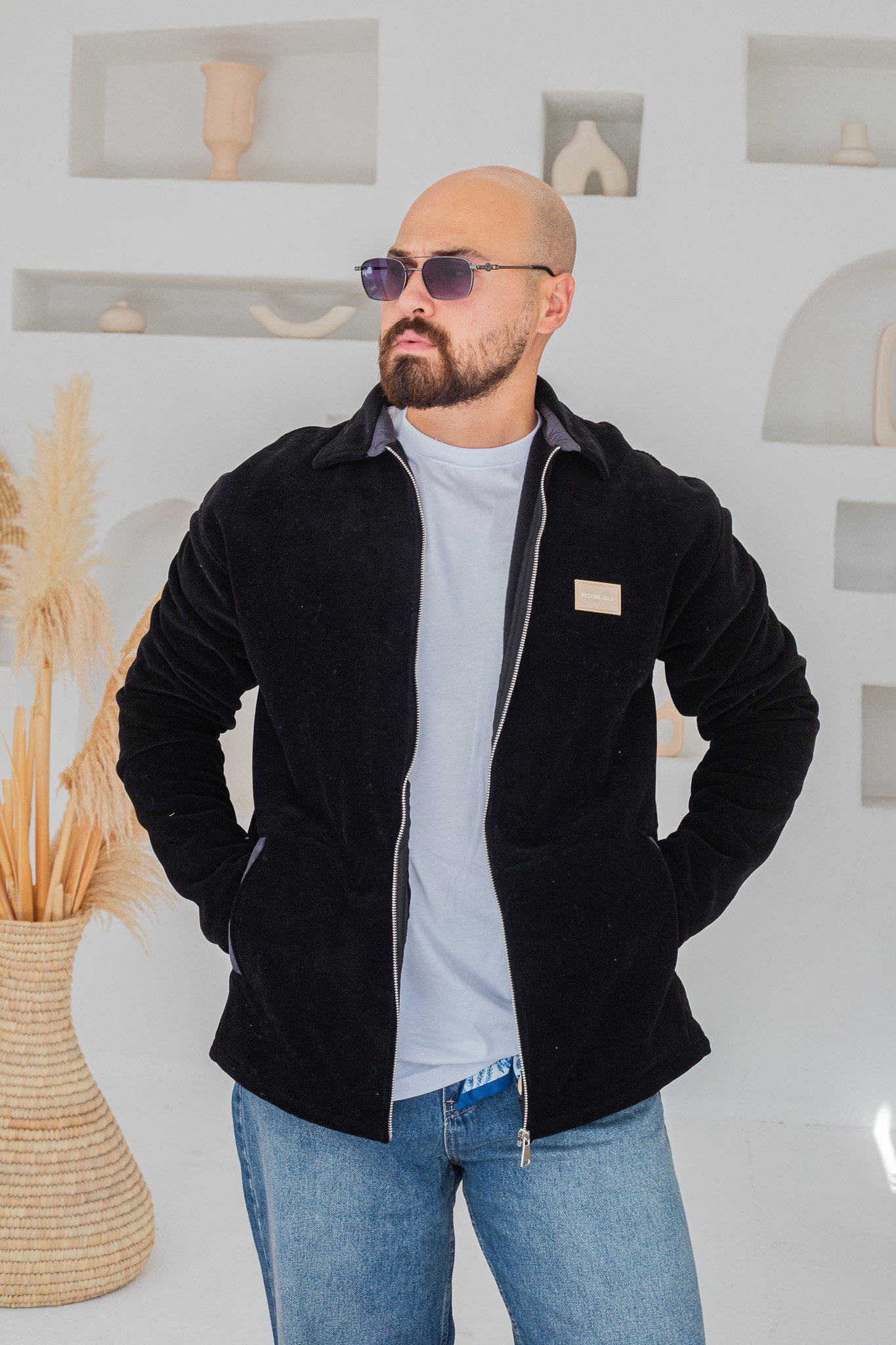 Yan Cepli Tam Boy Fermuarlı Erkek Polar Hırka (MEVS63)