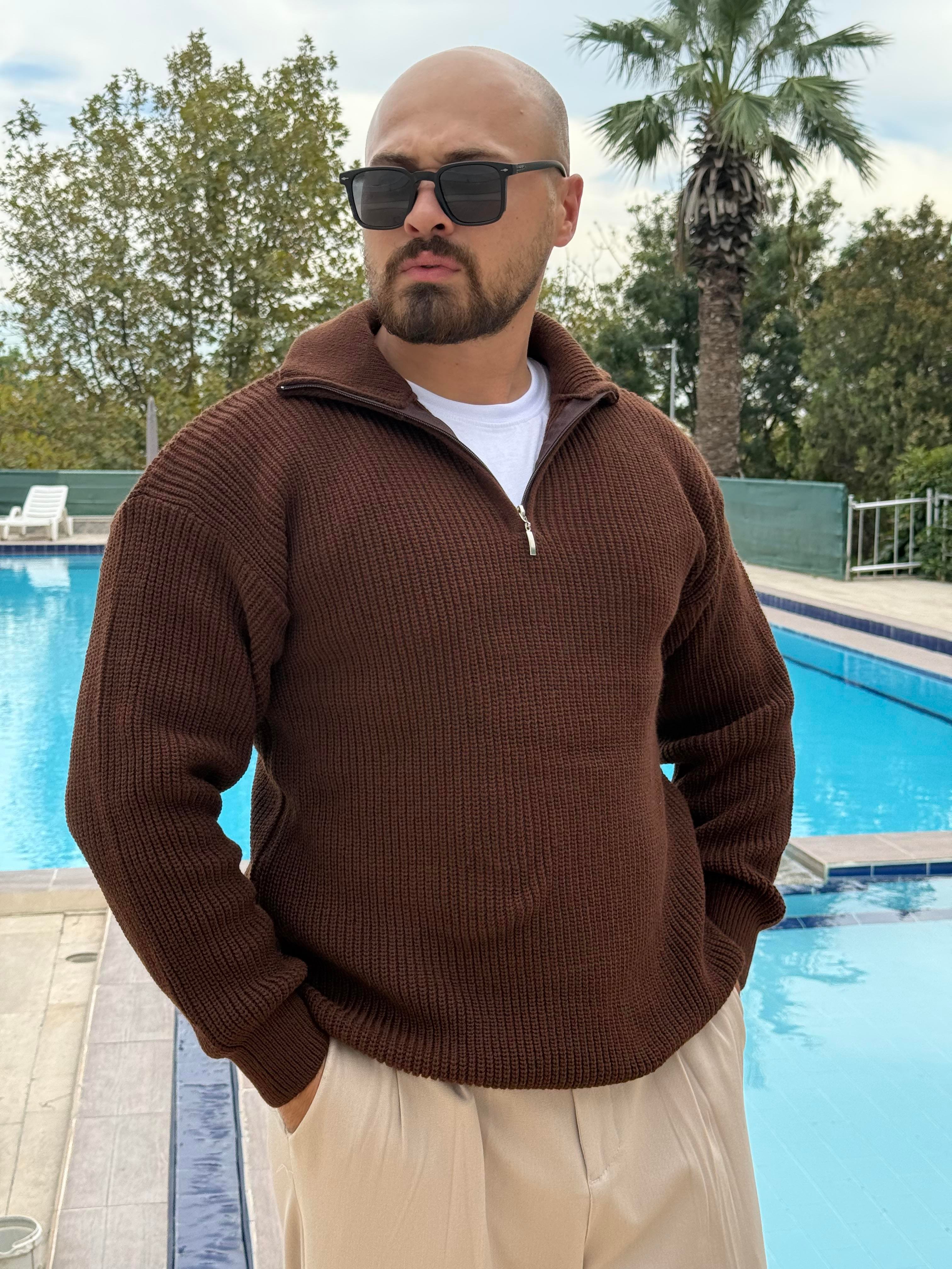 Yarım Fermuarlı Oversize Örme Kazak (SVTKA48)