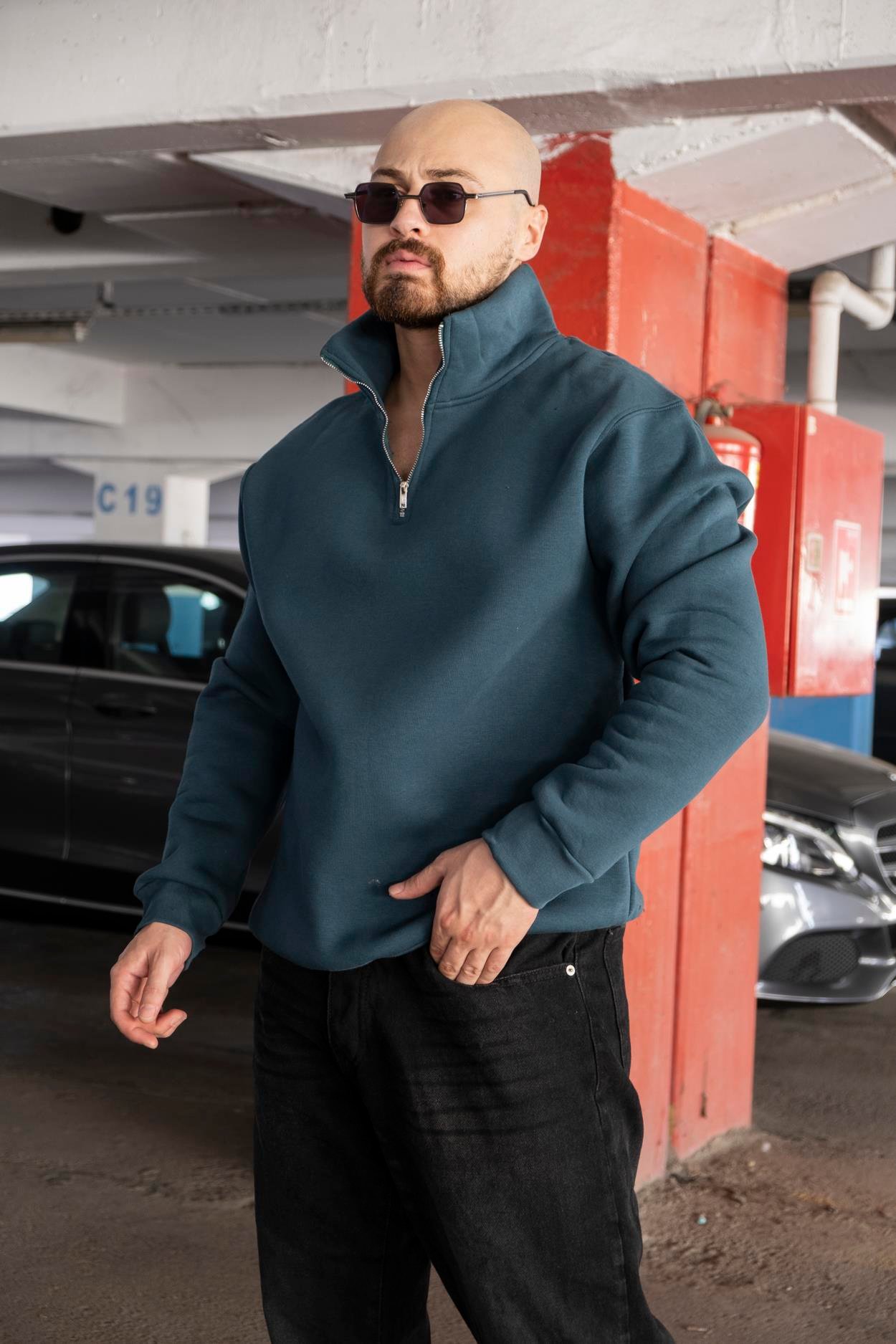 Yarım Fermuarlı Oversize Sweatshirt (SVTY04)