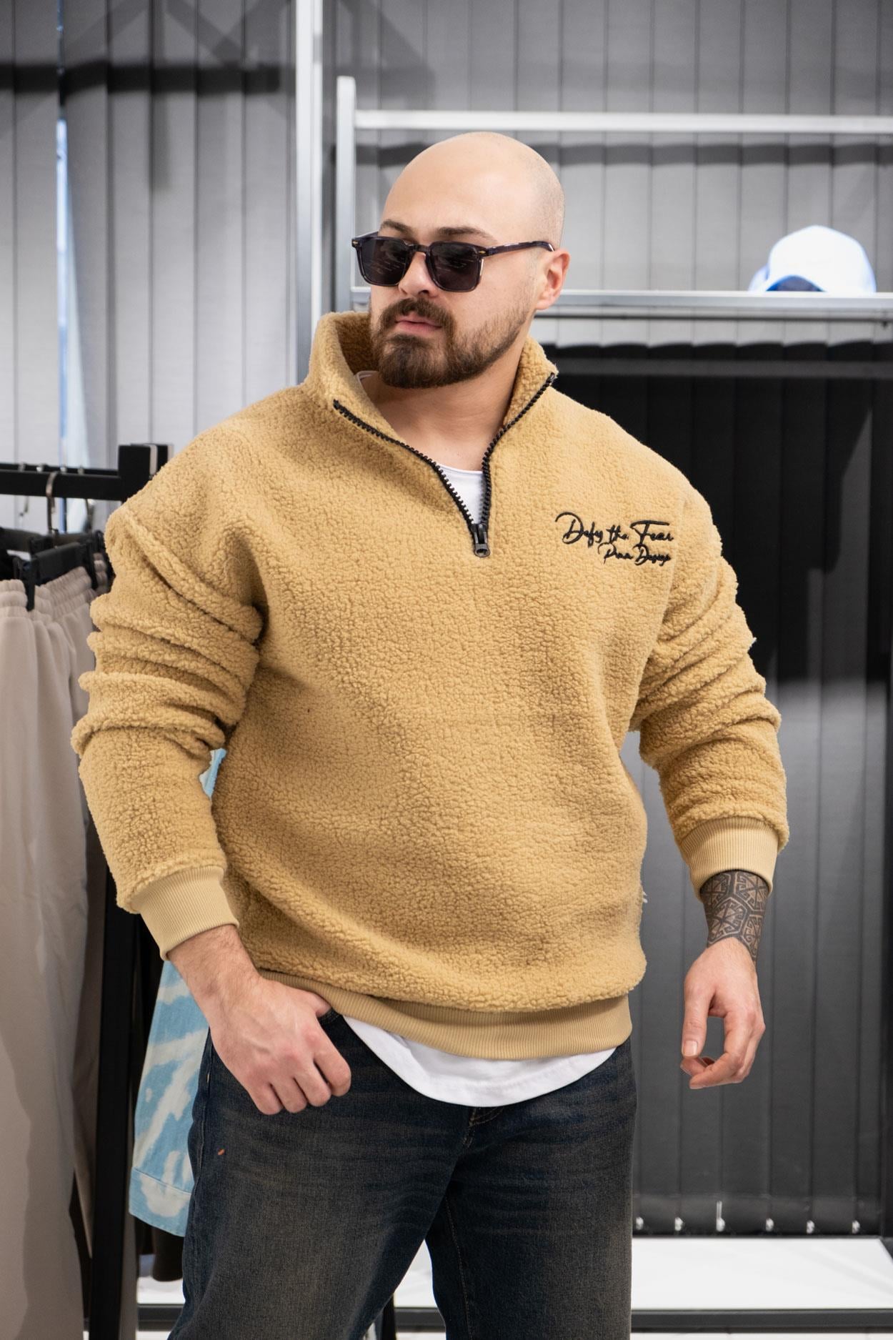 Yarım Fermuarlı Peluş Sweatshirt (FR-SKR02)