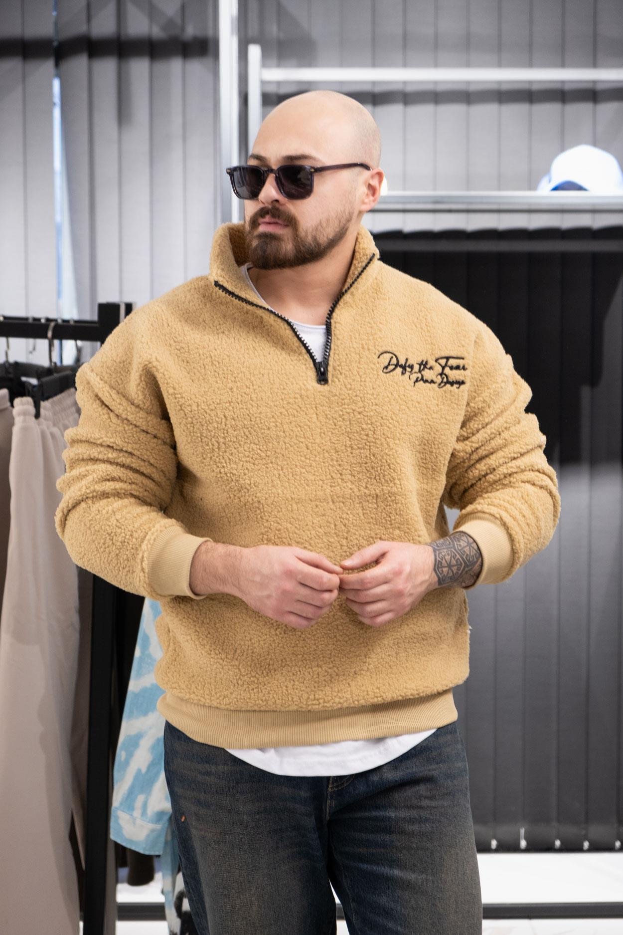 Yarım Fermuarlı Peluş Sweatshirt (FR-SKR02)