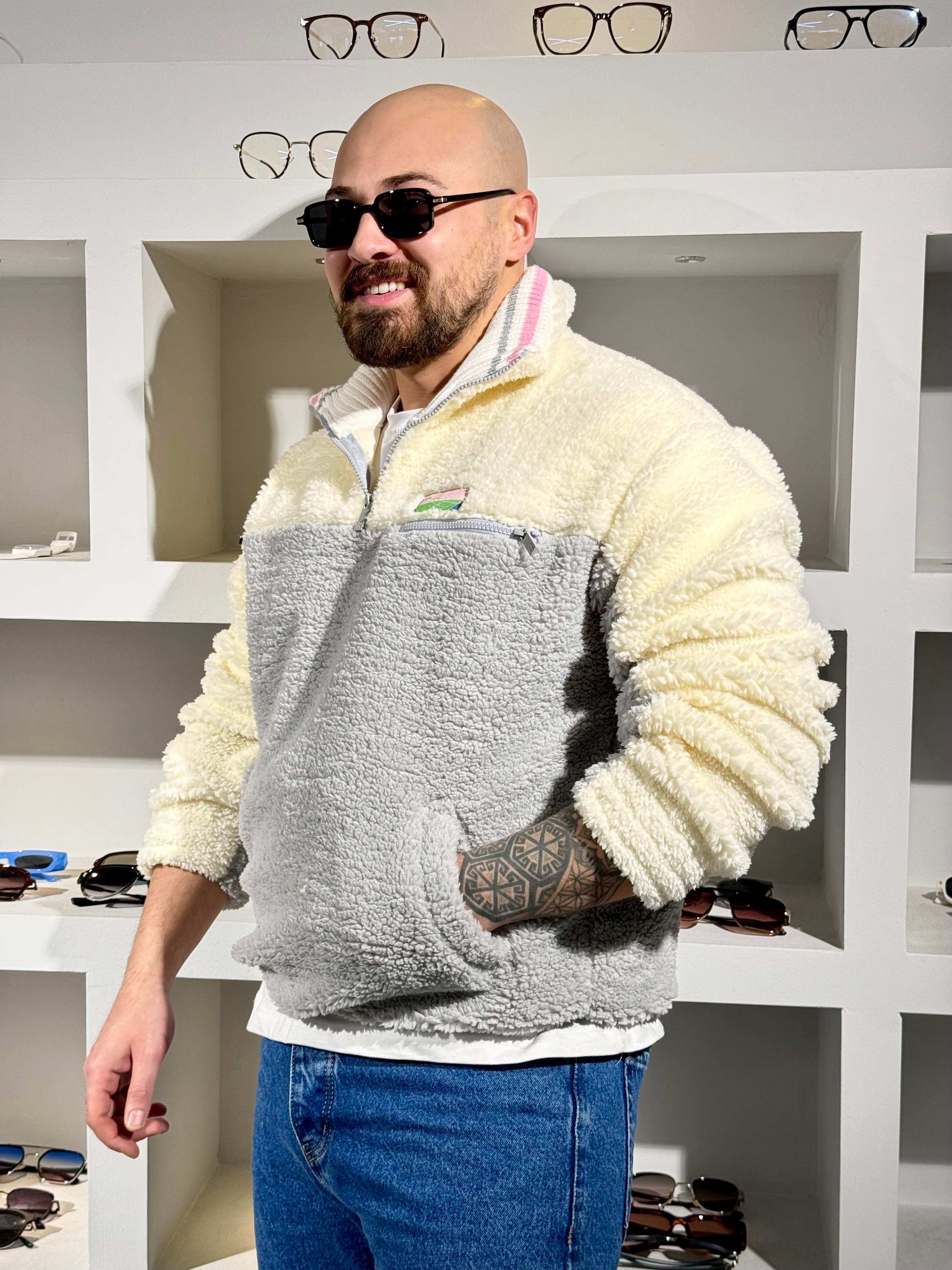 Yarım Fermuarlı Peluş Sweatshirt (SVTG90)