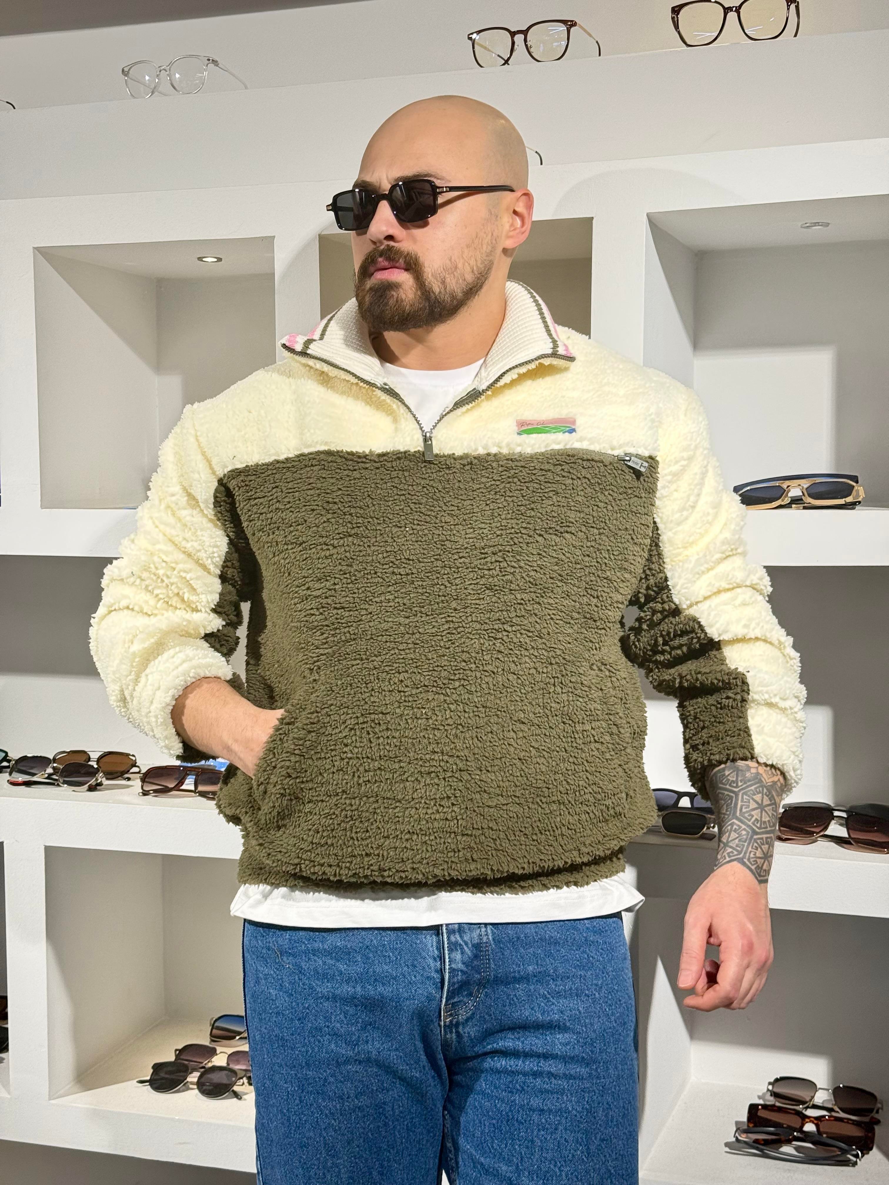 Yarım Fermuarlı Peluş Sweatshirt (SVTH90)