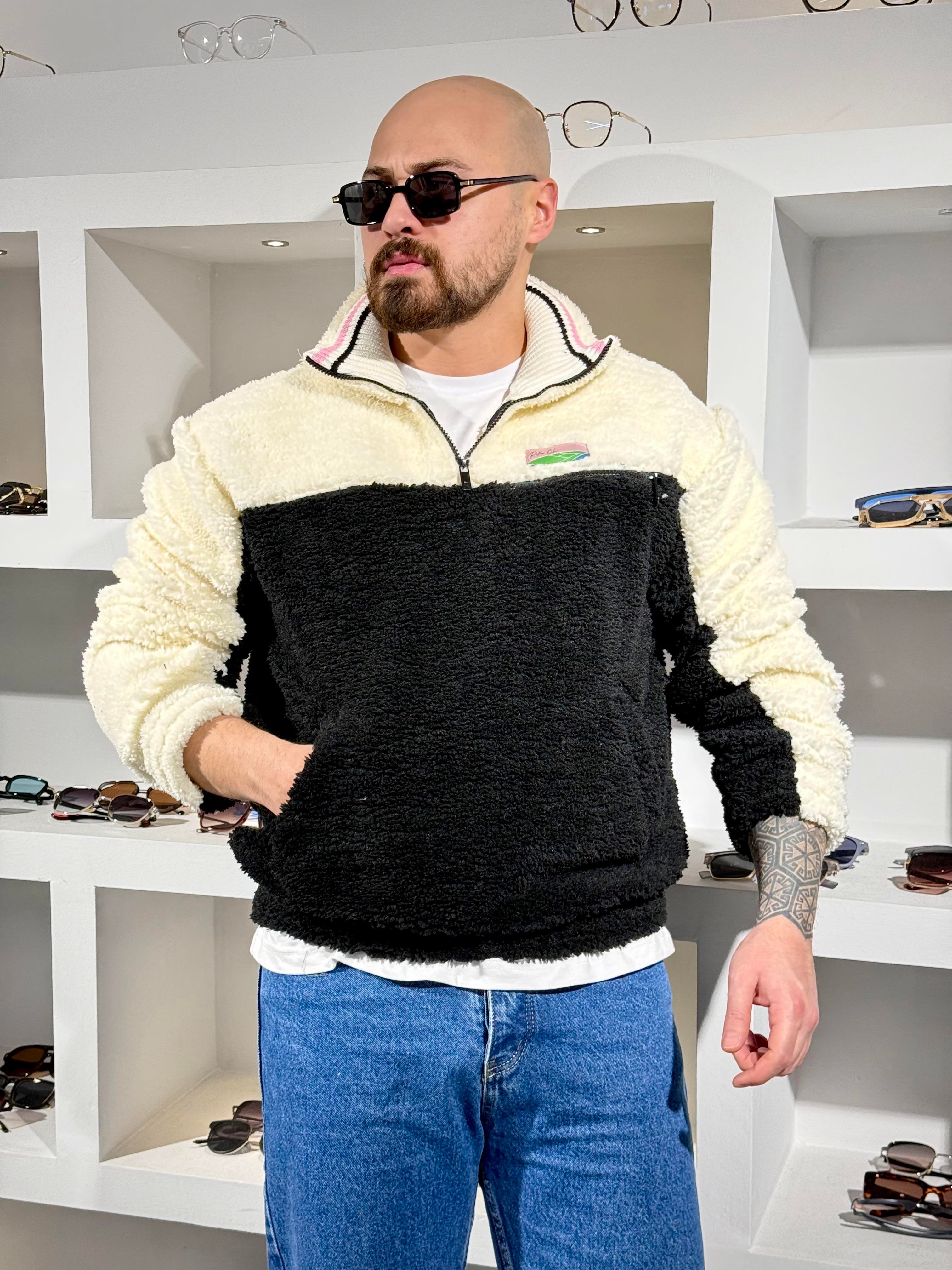 Yarım Fermuarlı Peluş Sweatshirt (SVTS90)