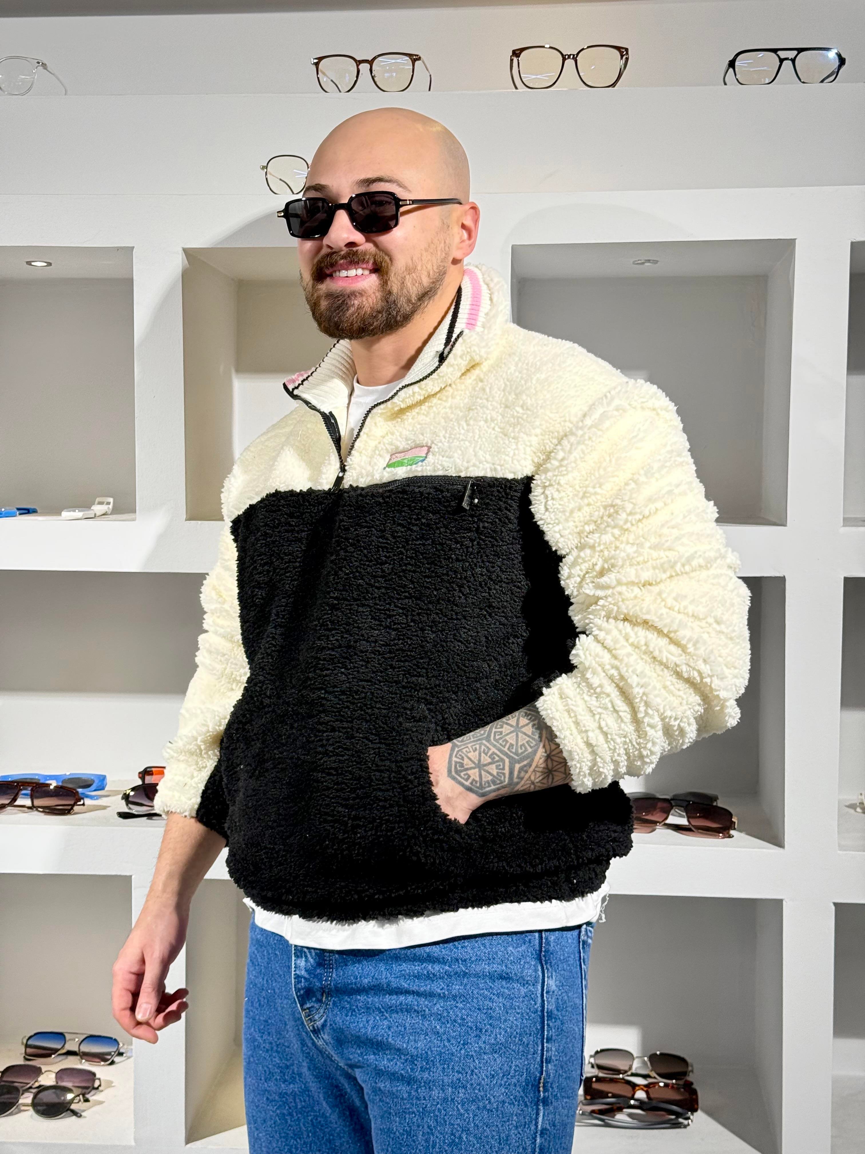 Yarım Fermuarlı Peluş Sweatshirt (SVTS90)