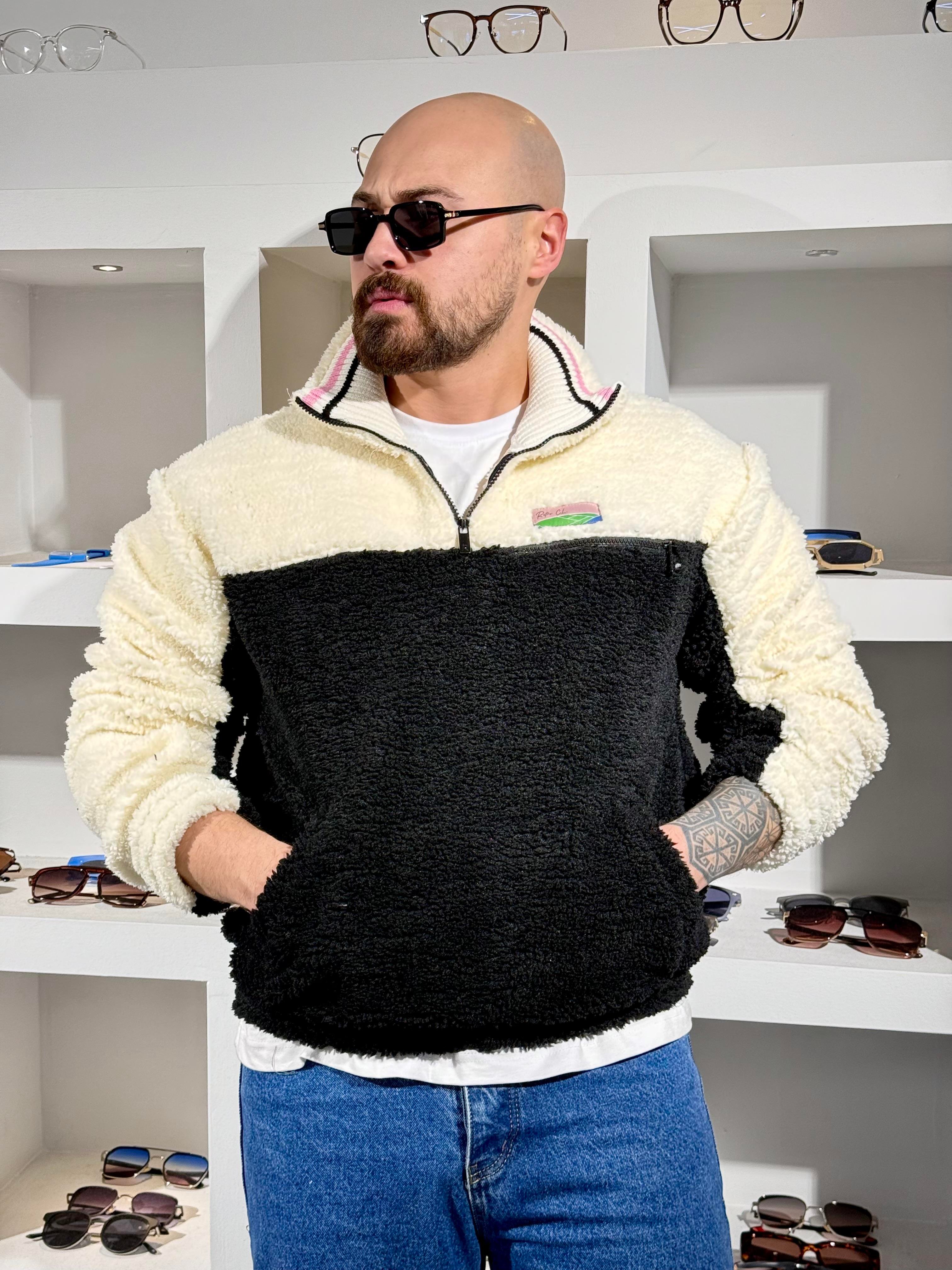 Yarım Fermuarlı Peluş Sweatshirt (SVTS90)