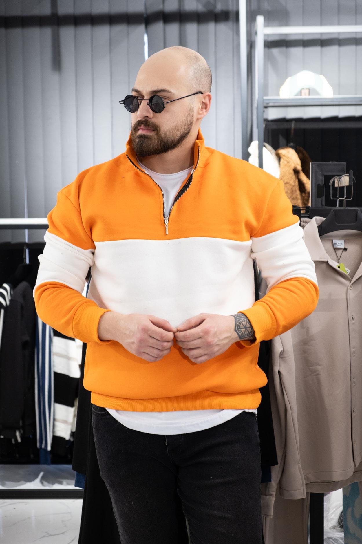 Yarım Fermuarlı Şardonlu Sweatshirt (K-SWTT9)