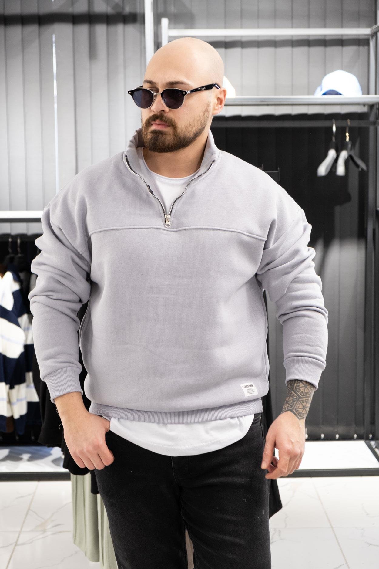 Yarım Fermuarlı Şardonlu Sweatshirt (K-SWTG14)