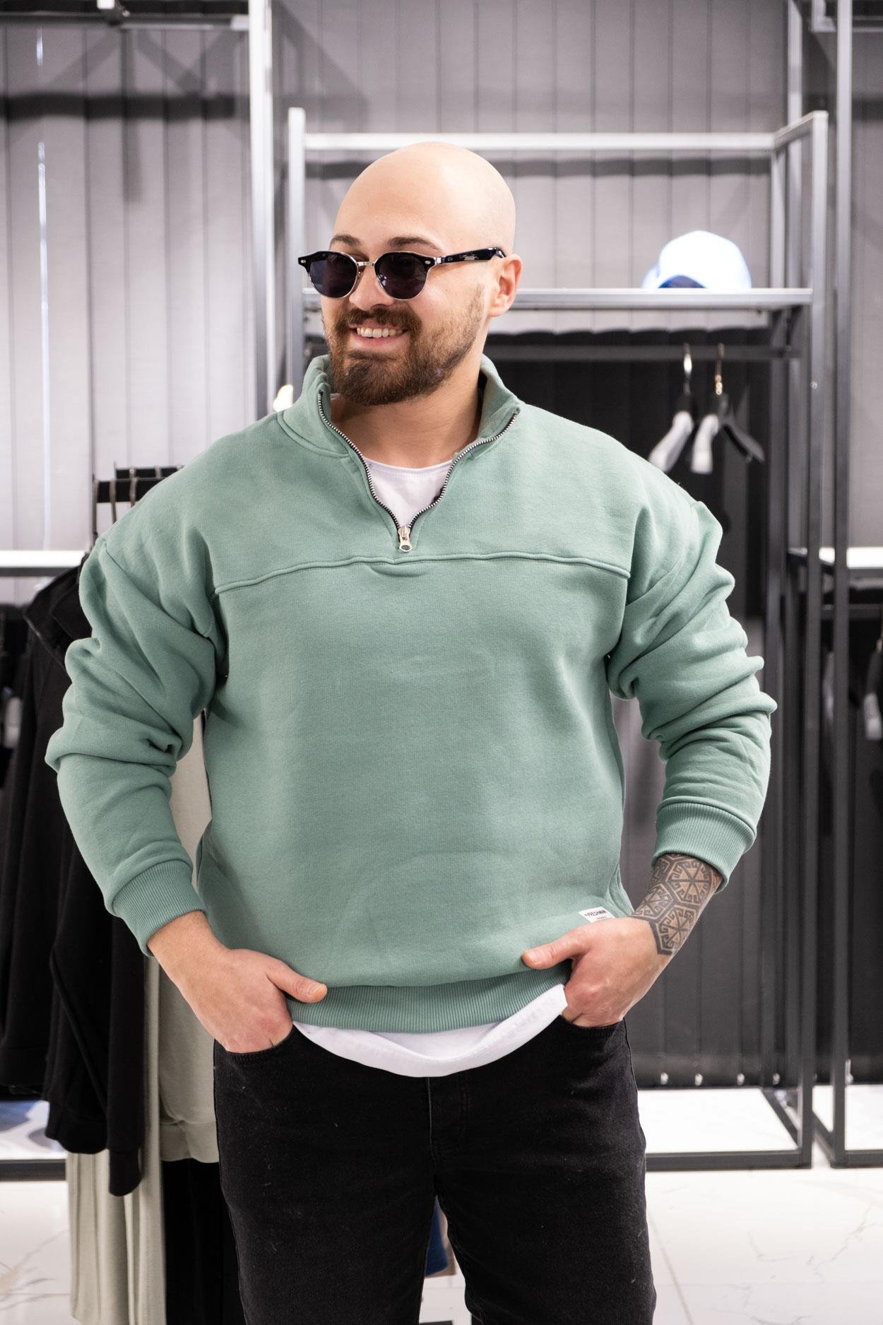Yarım Fermuarlı Şardonlu Sweatshirt (K-SWTY14)