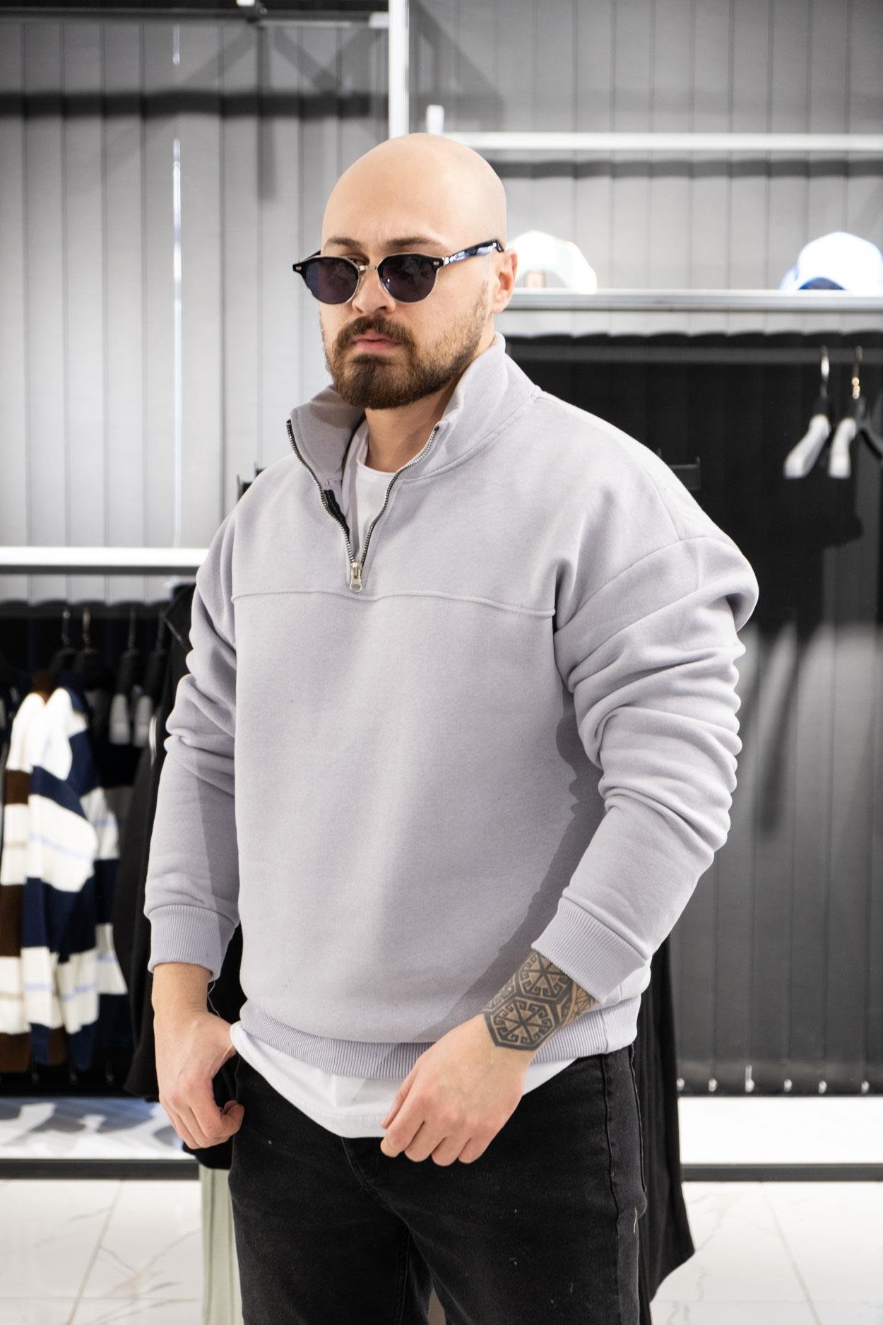 Yarım Fermuarlı Şardonlu Sweatshirt (K-SWTG14)