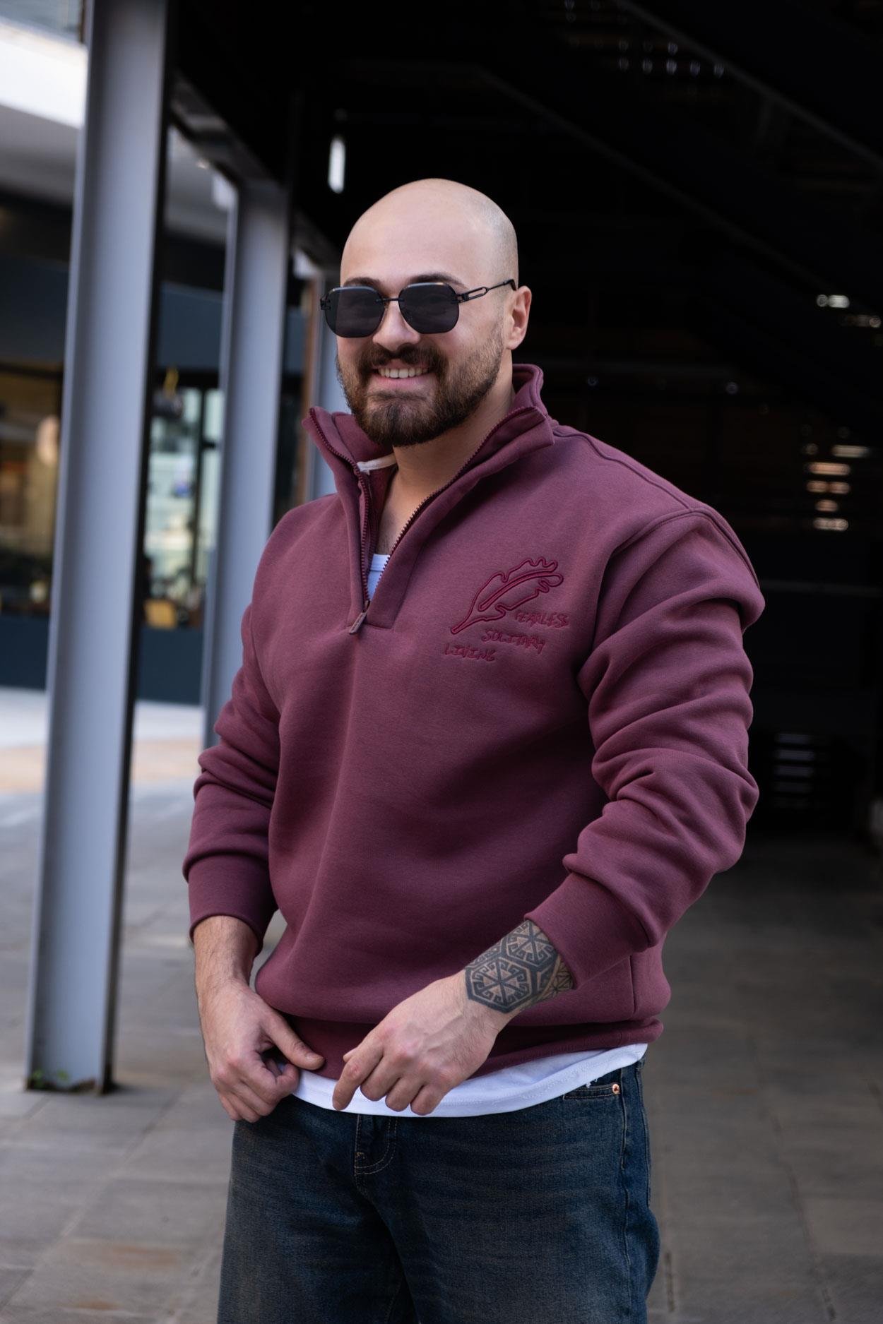 Yarım Fermuarlı Şardonlu Sweatshirt (SVTK31)
