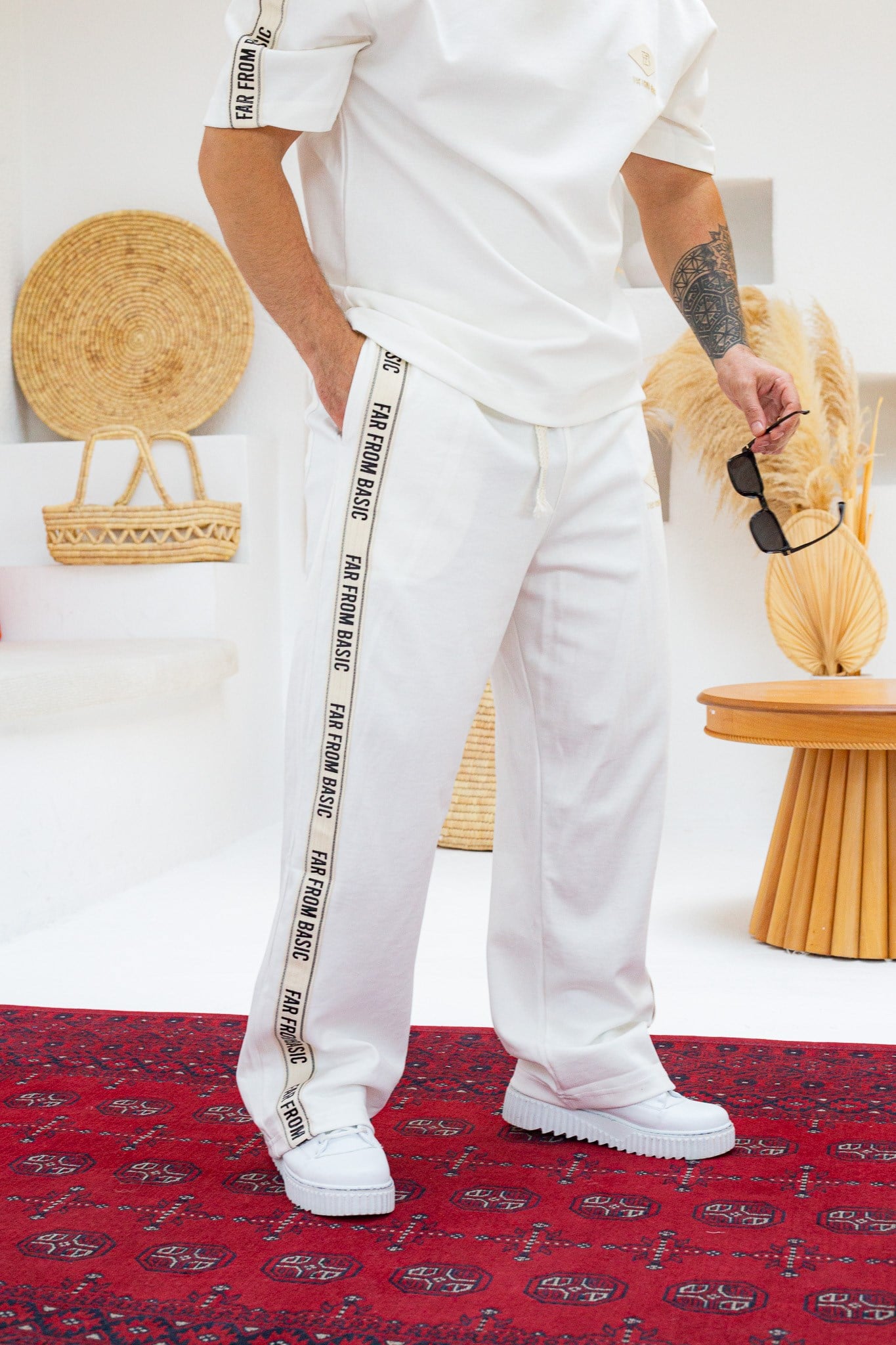 Yazı Ve Şeritli Oversize Alt/Üst Takım (TKB56)