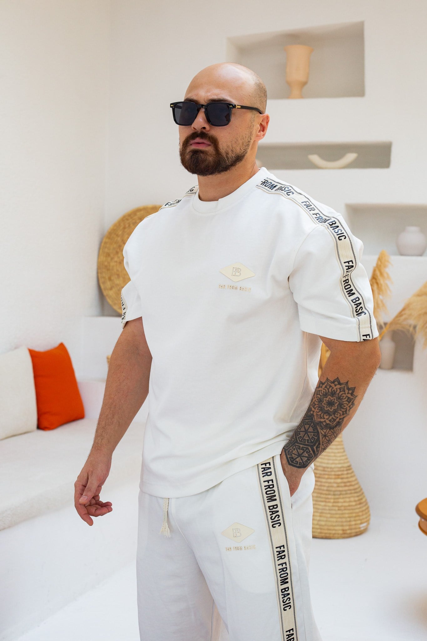 Yazı Ve Şeritli Oversize Alt/Üst Takım (TKB56)