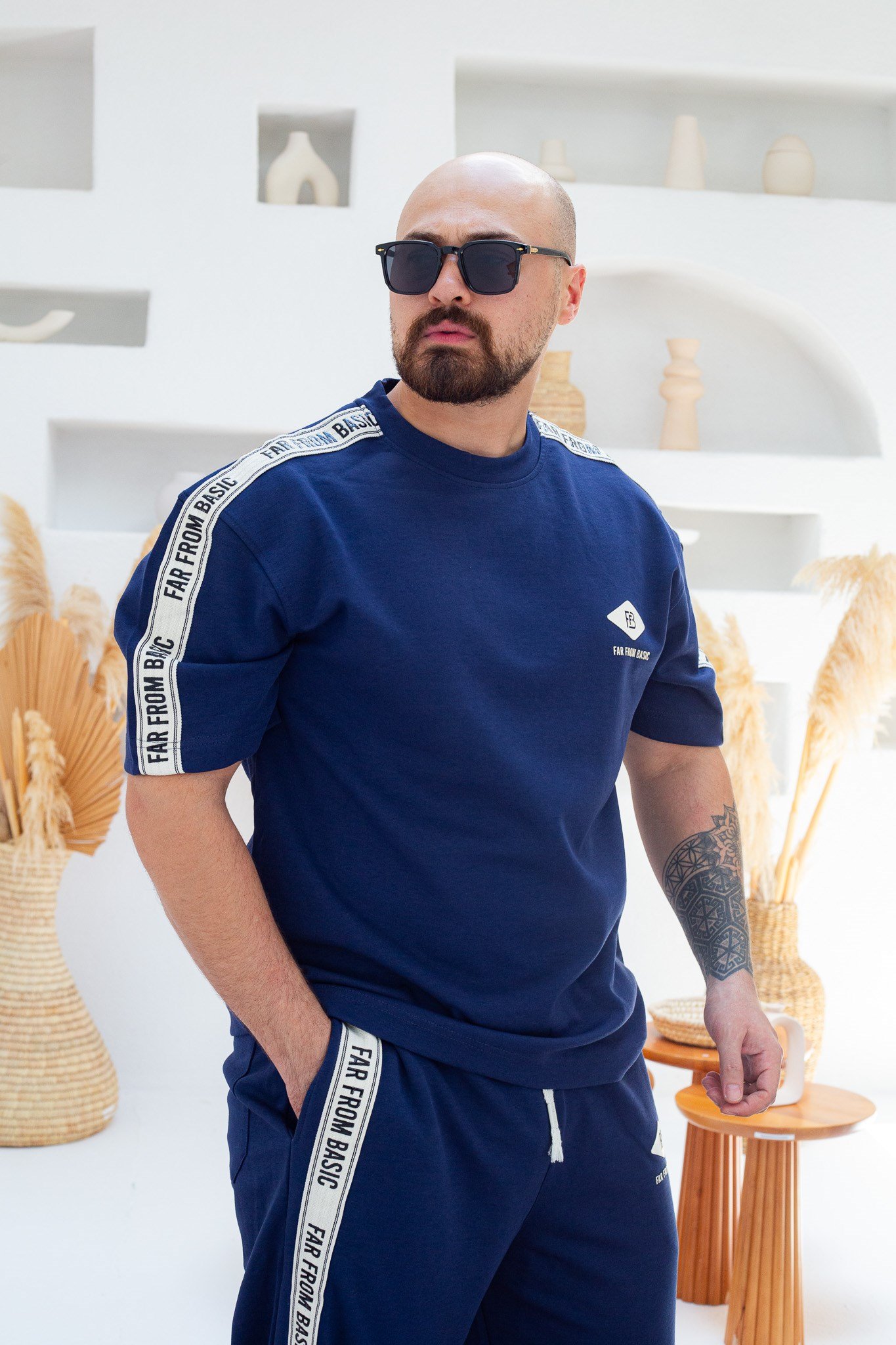 Yazı Ve Şeritli Oversize Alt/Üst Takım (TKL56)