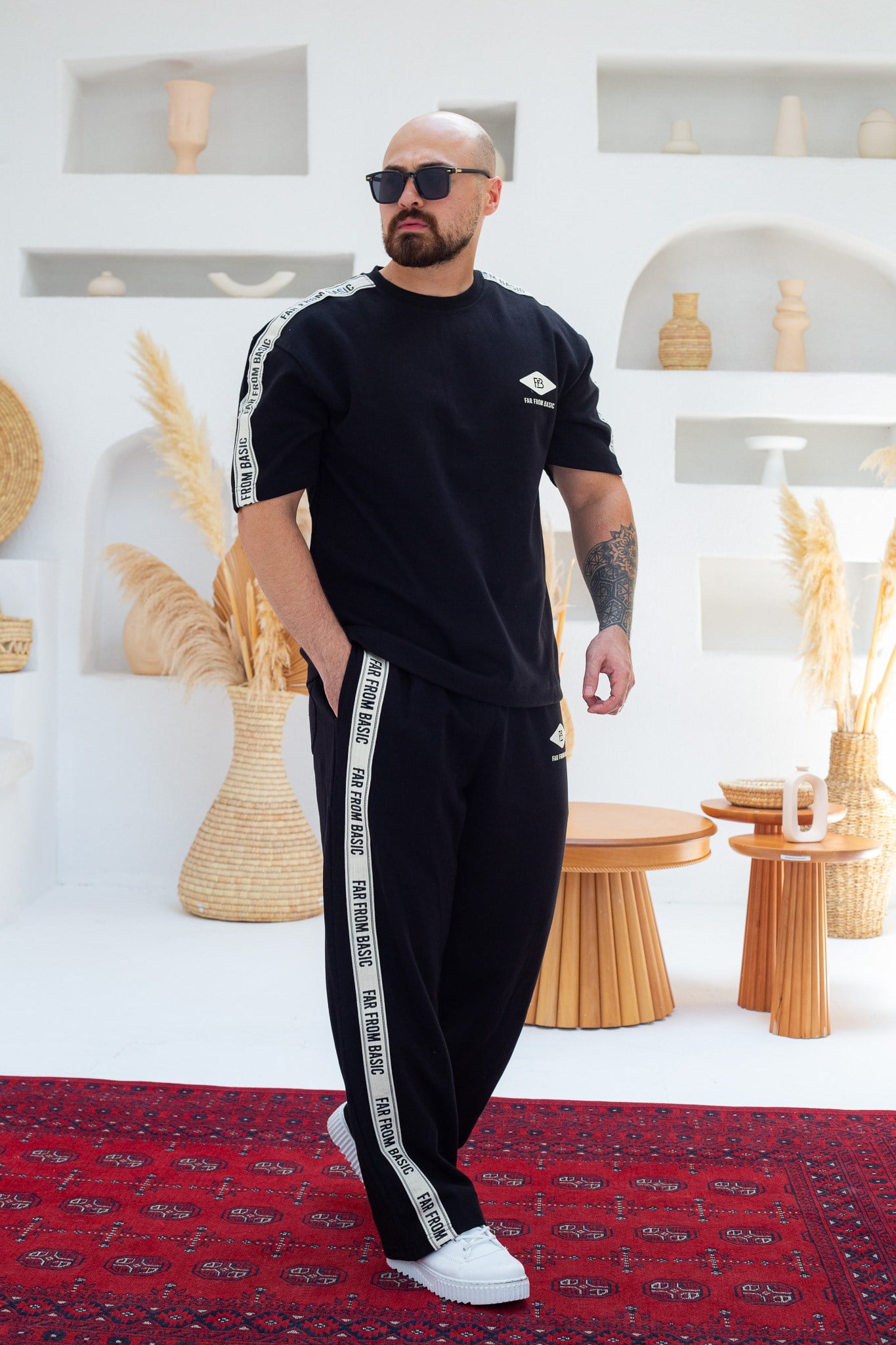 Yazı Ve Şeritli Oversize Alt/Üst Takım (TKS56)