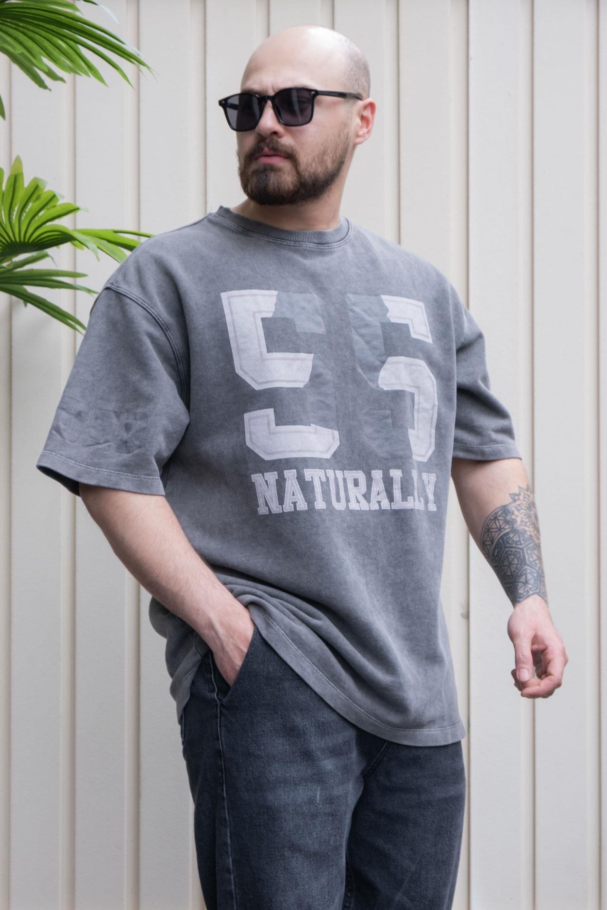 Yıkamalı Baskılı Oversize T-Shirt (TSA24)