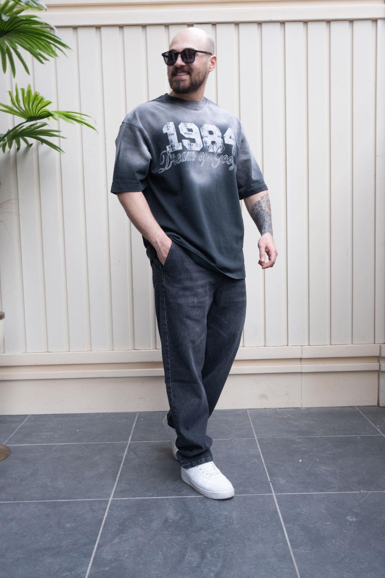 Yıkamalı Baskılı Oversize T-Shirt (TSS23)