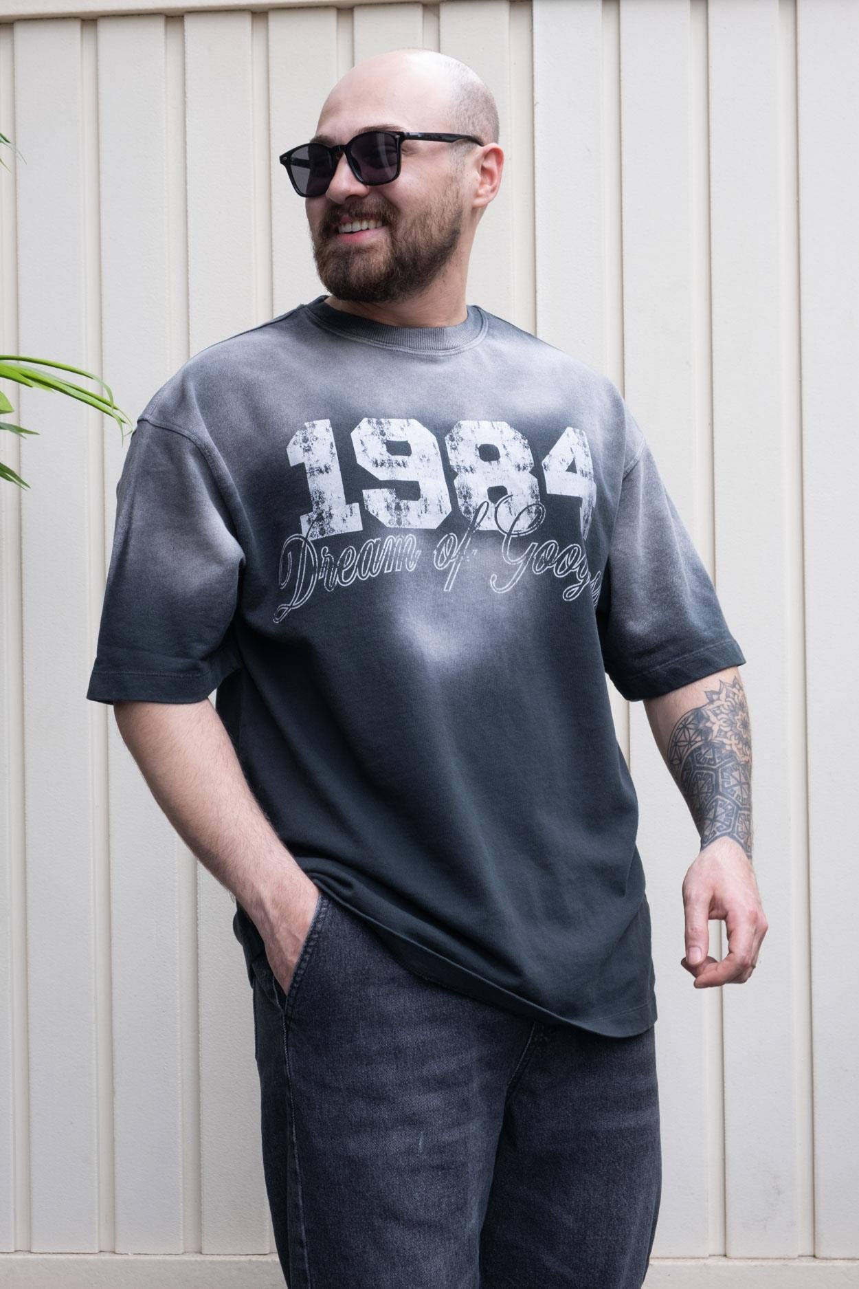 Yıkamalı Baskılı Oversize T-Shirt (TSS23)