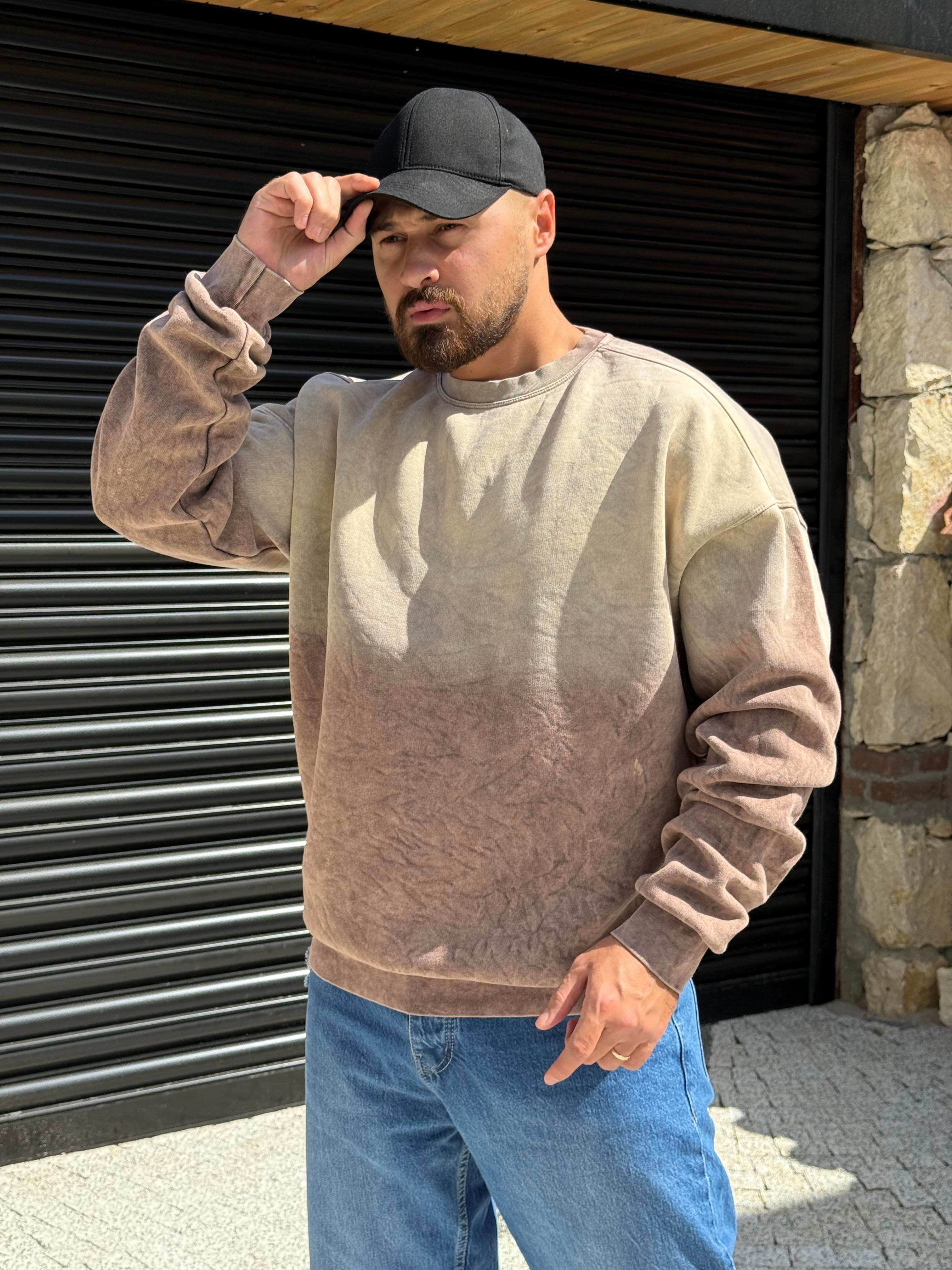 Yıkamalı Şardonlu Oversize Sweatshirt (SVTK52)
