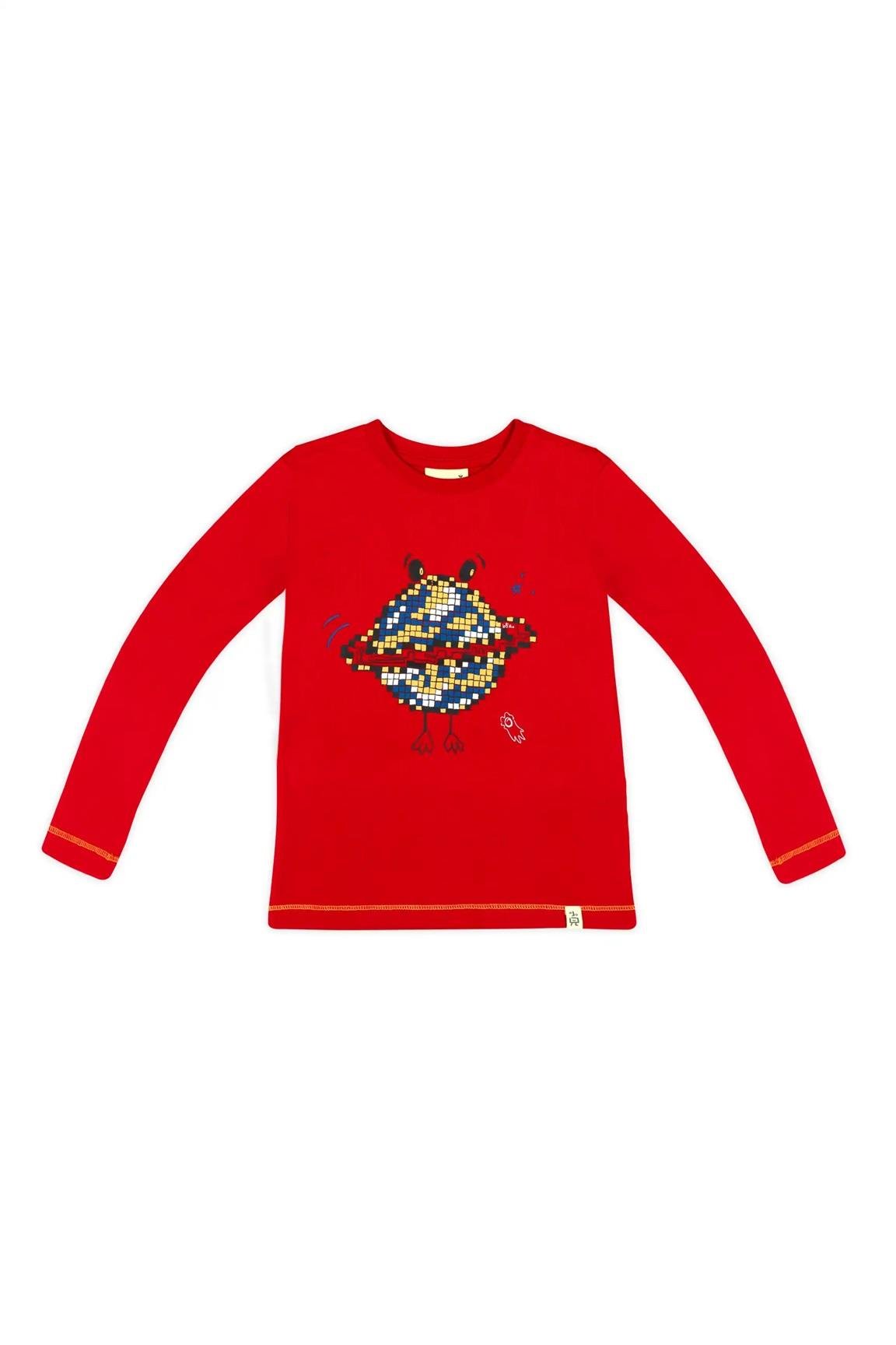 Beetle Beez Dancing Planet Uzun Kollu T-Shirt - Kırmızı