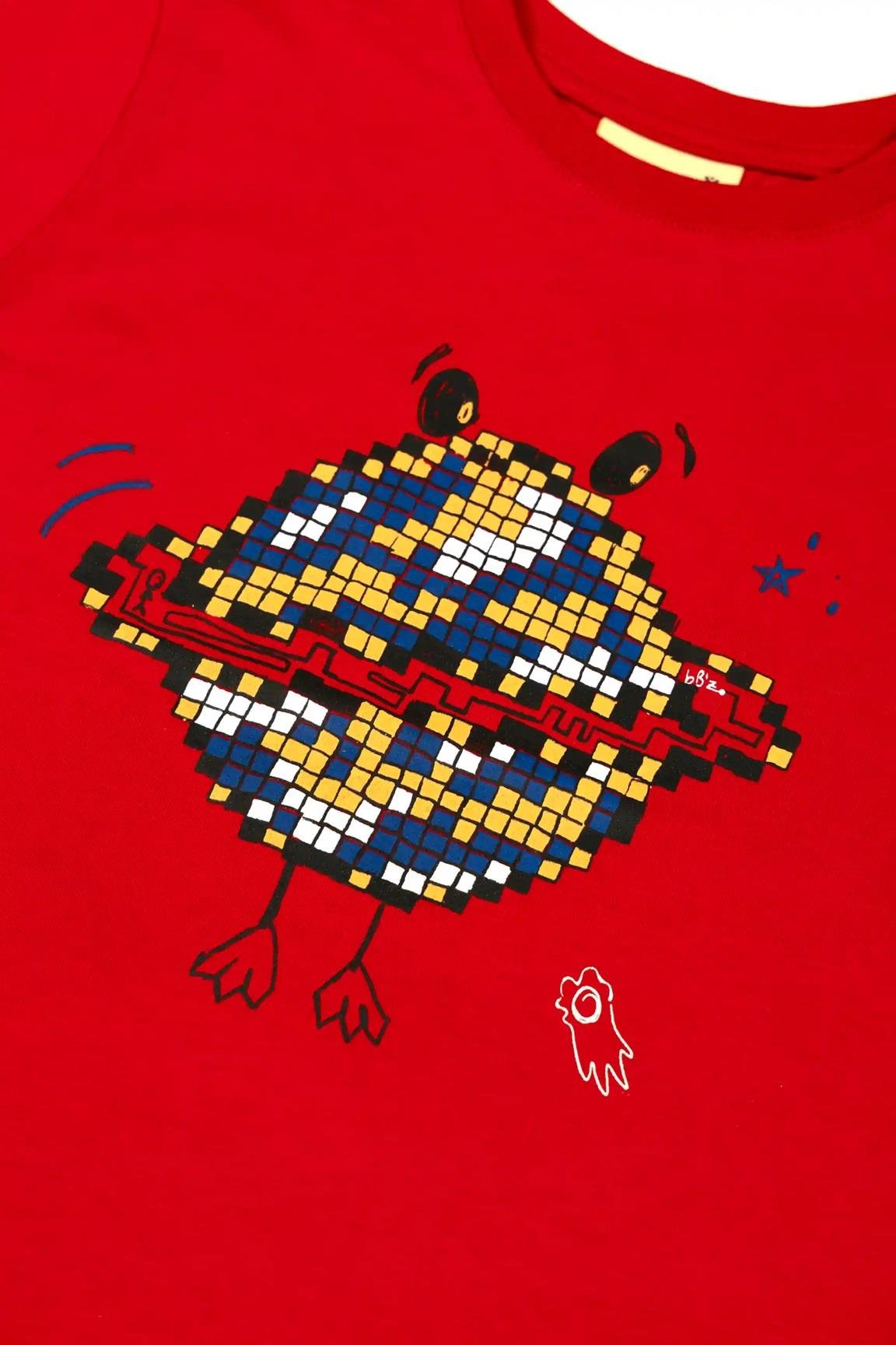 Beetle Beez Dancing Planet Uzun Kollu T-Shirt - Kırmızı