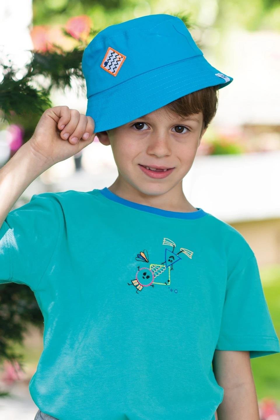 Beetle Beez Happy Face Bucket Şapka - Mavi / 56 Cm