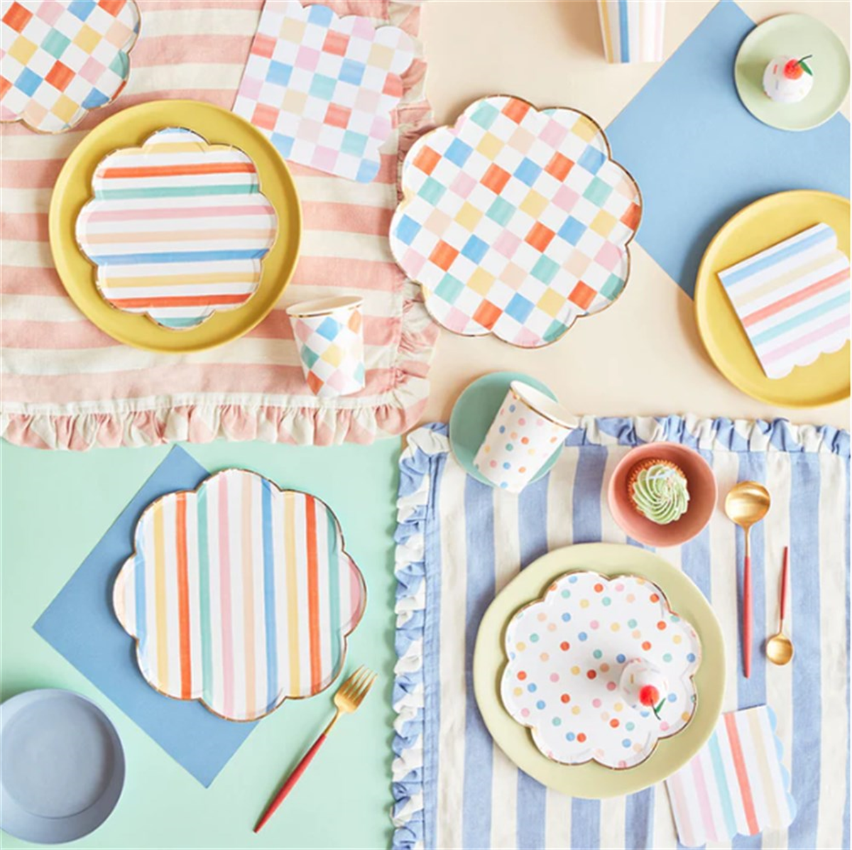 Meri Meri - Colourful Pattern Large Napkins - Renkli Desenler Peçeteler - L - 16'lı