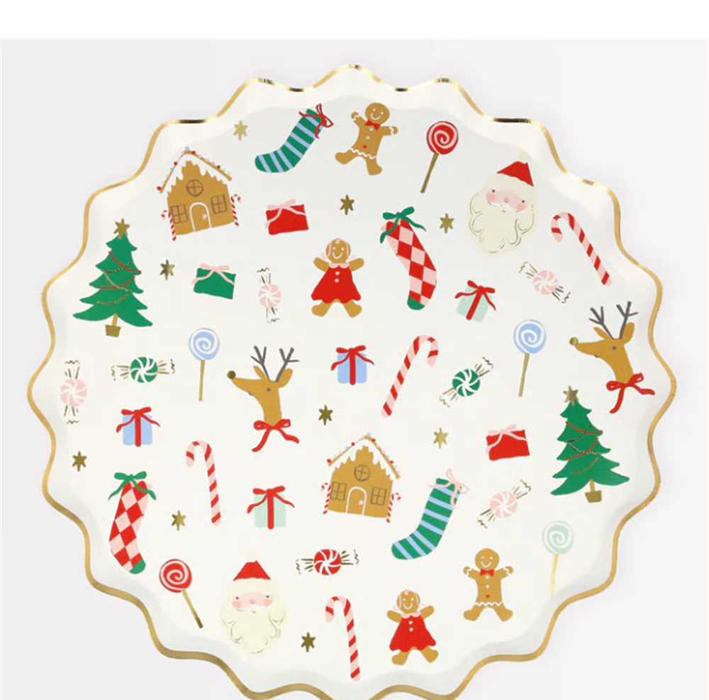 Meri Meri - Jolly Christmas Dinner Plates - Yeni Yıl Tabaklar (L) (8'li)