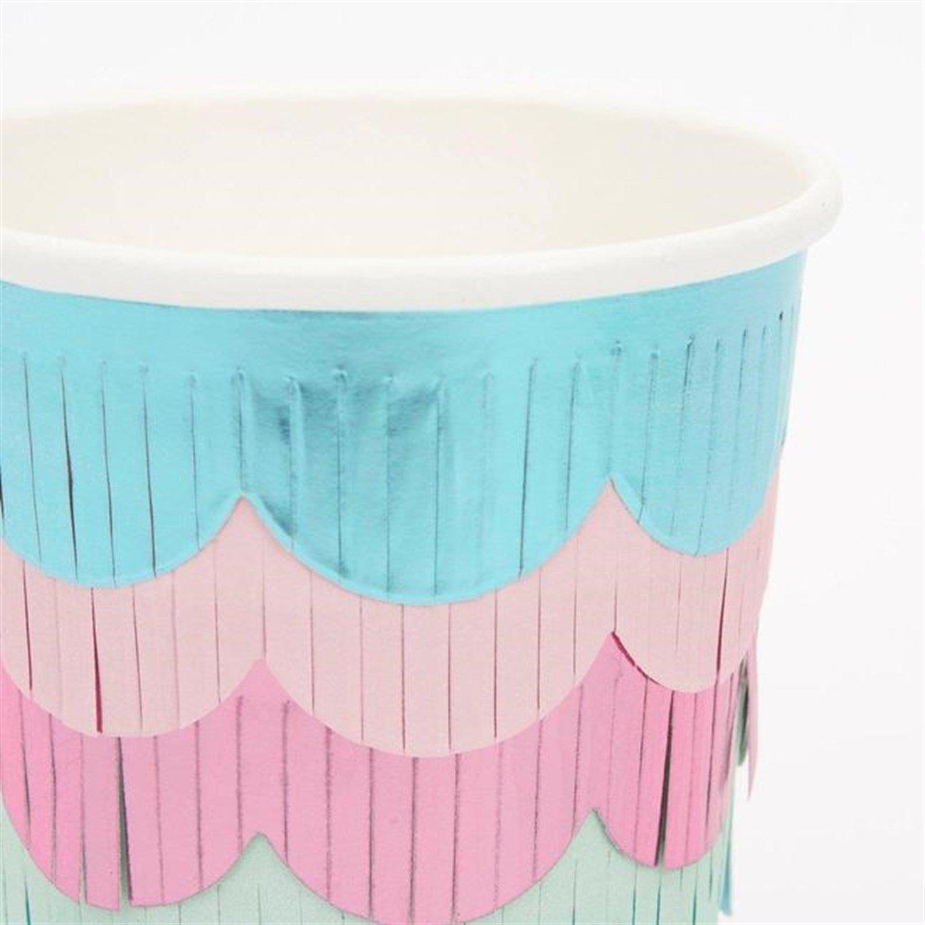 Meri Meri -  Mermaid Scalloped Fringe Cups - Deniz Kızı Püsküllü Bardaklar