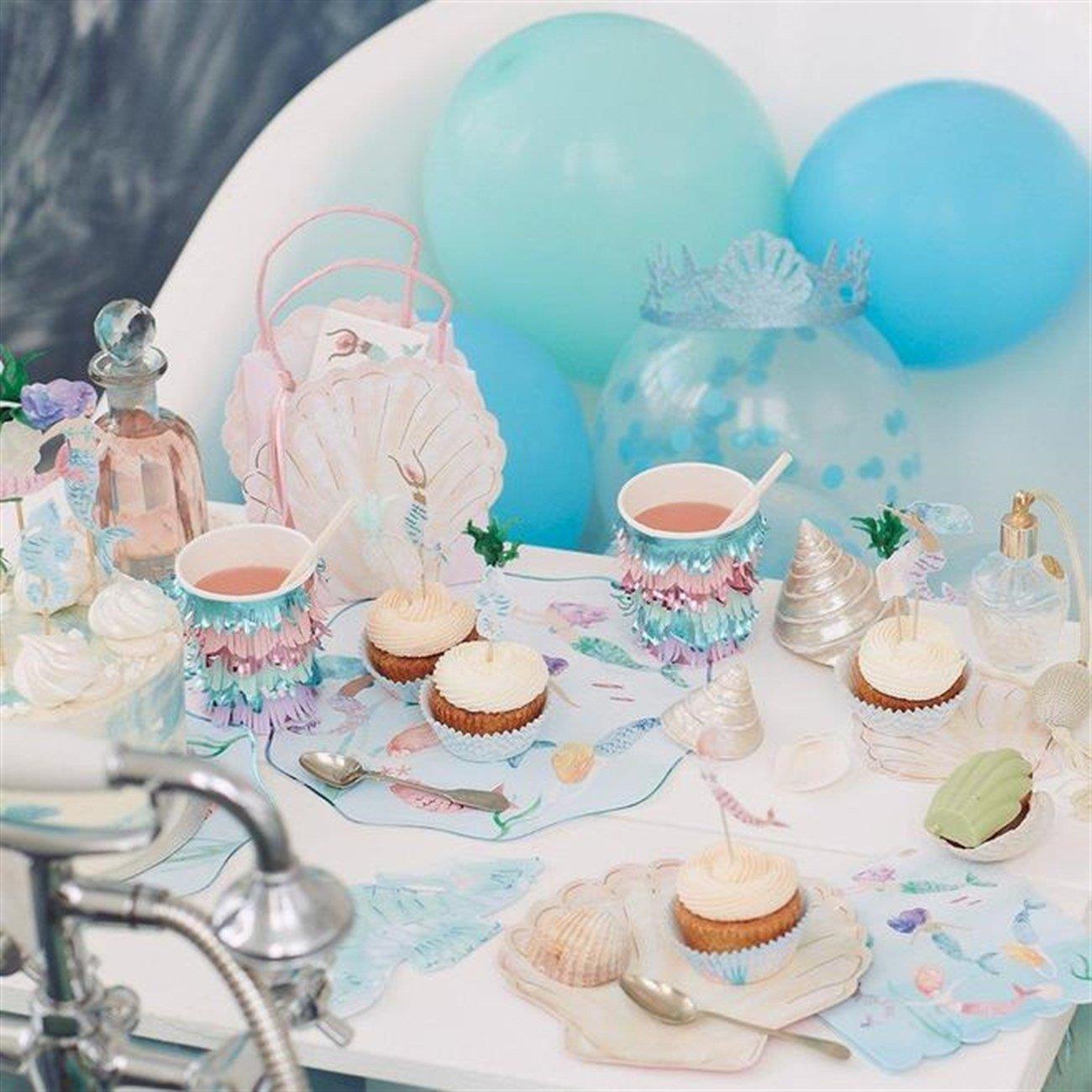Meri Meri -  Mermaid Scalloped Fringe Cups - Deniz Kızı Püsküllü Bardaklar