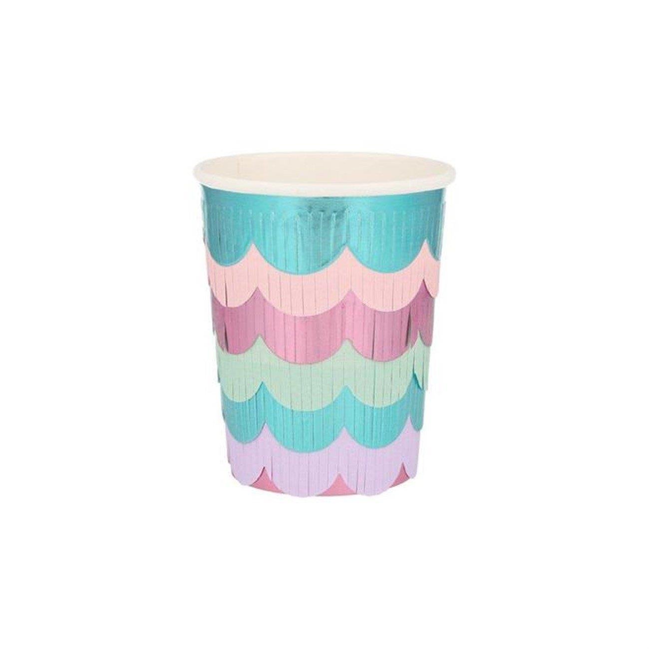 Meri Meri -  Mermaid Scalloped Fringe Cups - Deniz Kızı Püsküllü Bardaklar